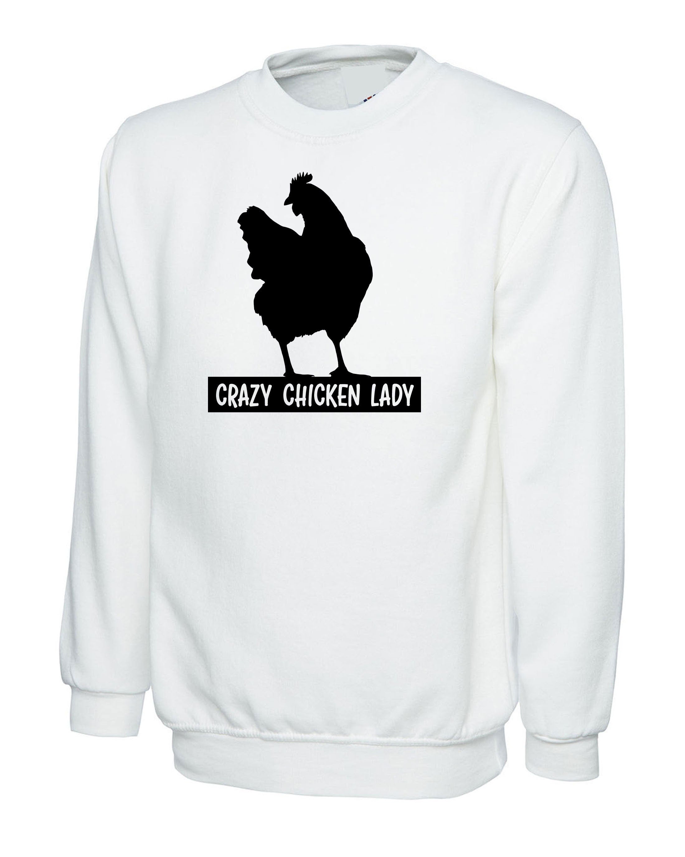 Crazy Chicken Lady Funny Ladies Sweatshirt Jumper Sweater shirt Adult Joke Humor Womens Birthday Gift Christmas Present Xmas