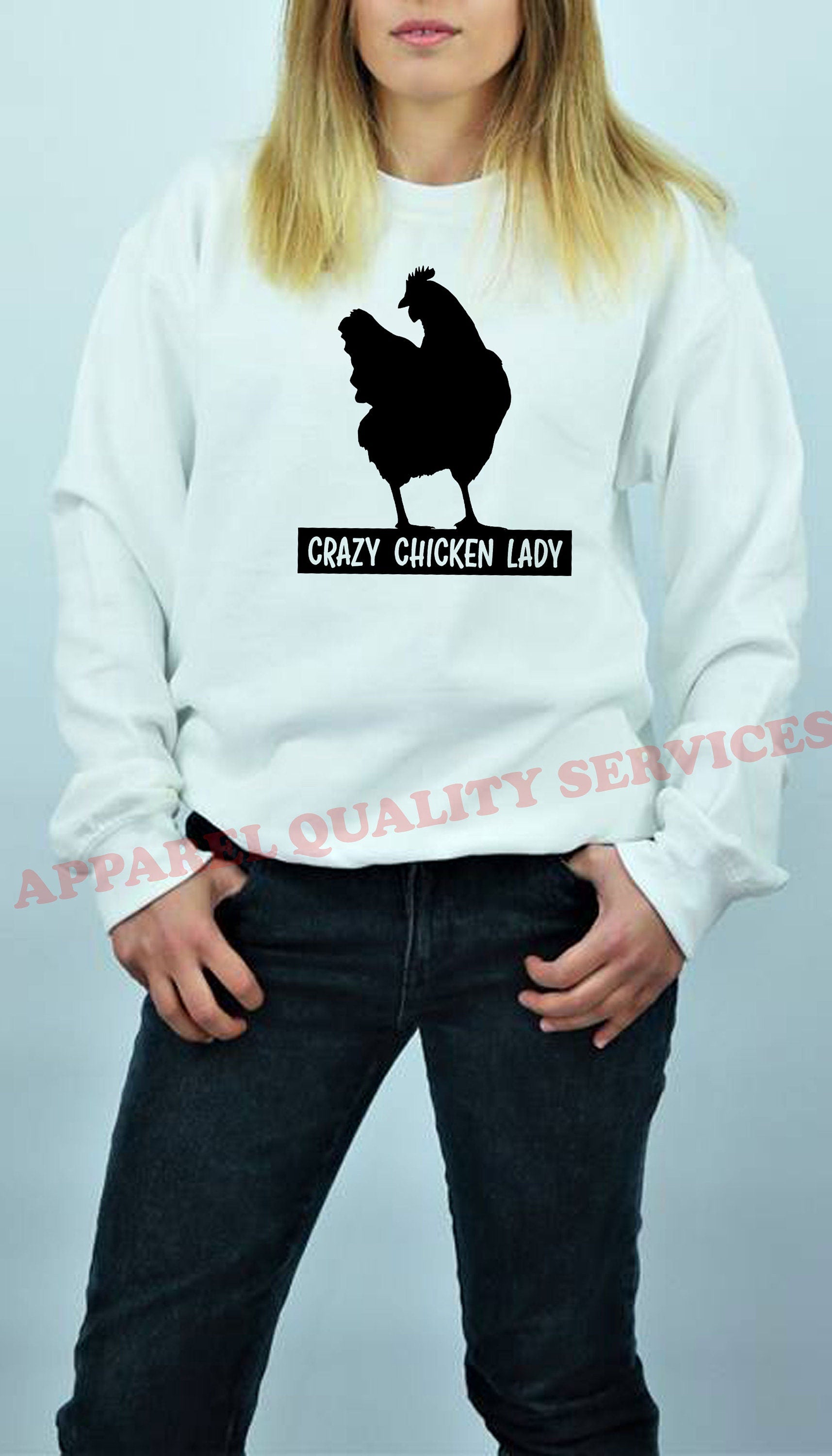 Crazy Chicken Lady Funny Ladies Sweatshirt Jumper Sweater shirt Adult Joke Humor Womens Birthday Gift Christmas Present Xmas