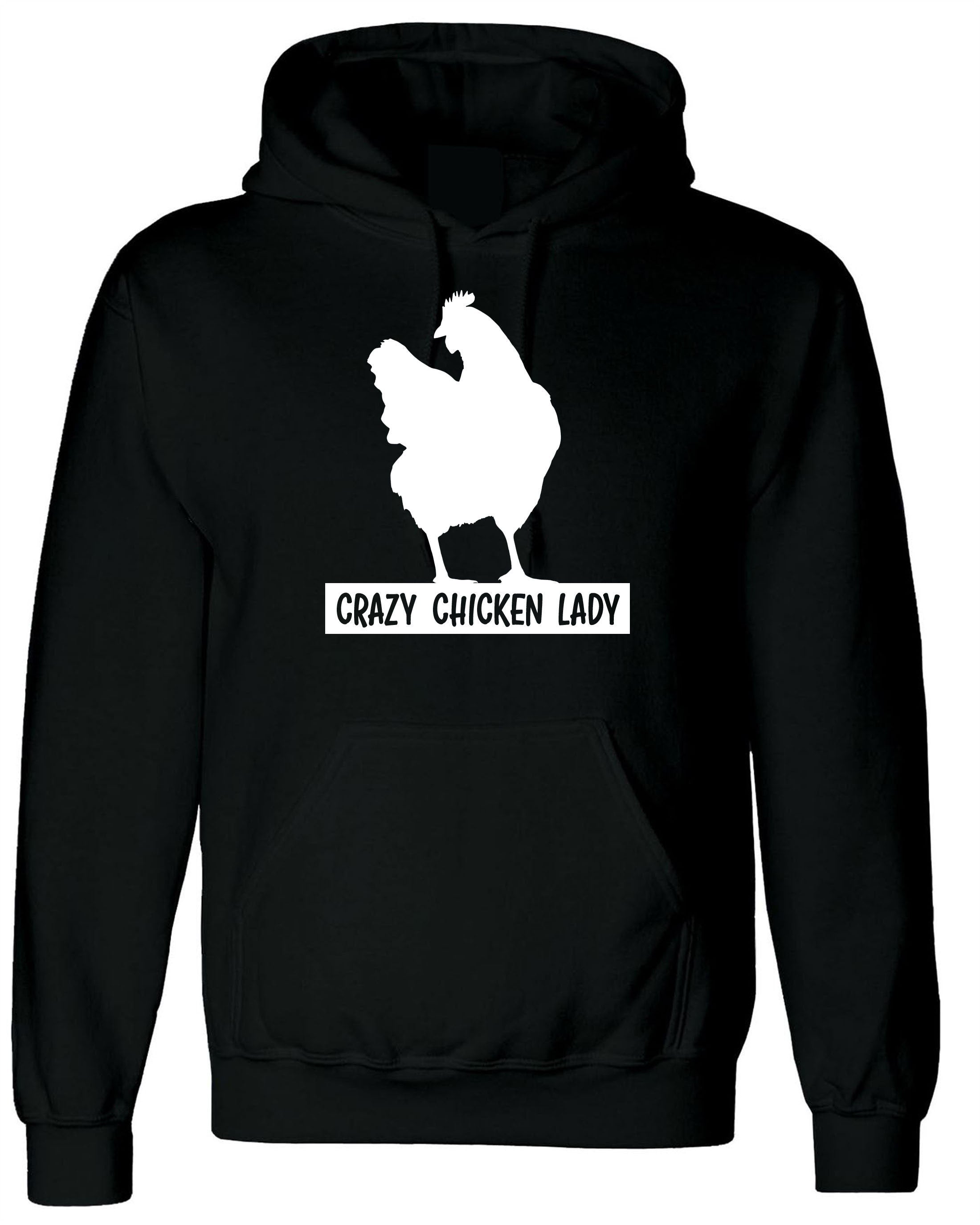 Crazy Chicken Lady Funny Ladies Hoodie Hoody Hood Hooded Adult Joke Humor Womens Birthday Gift Christmas Present Xmas