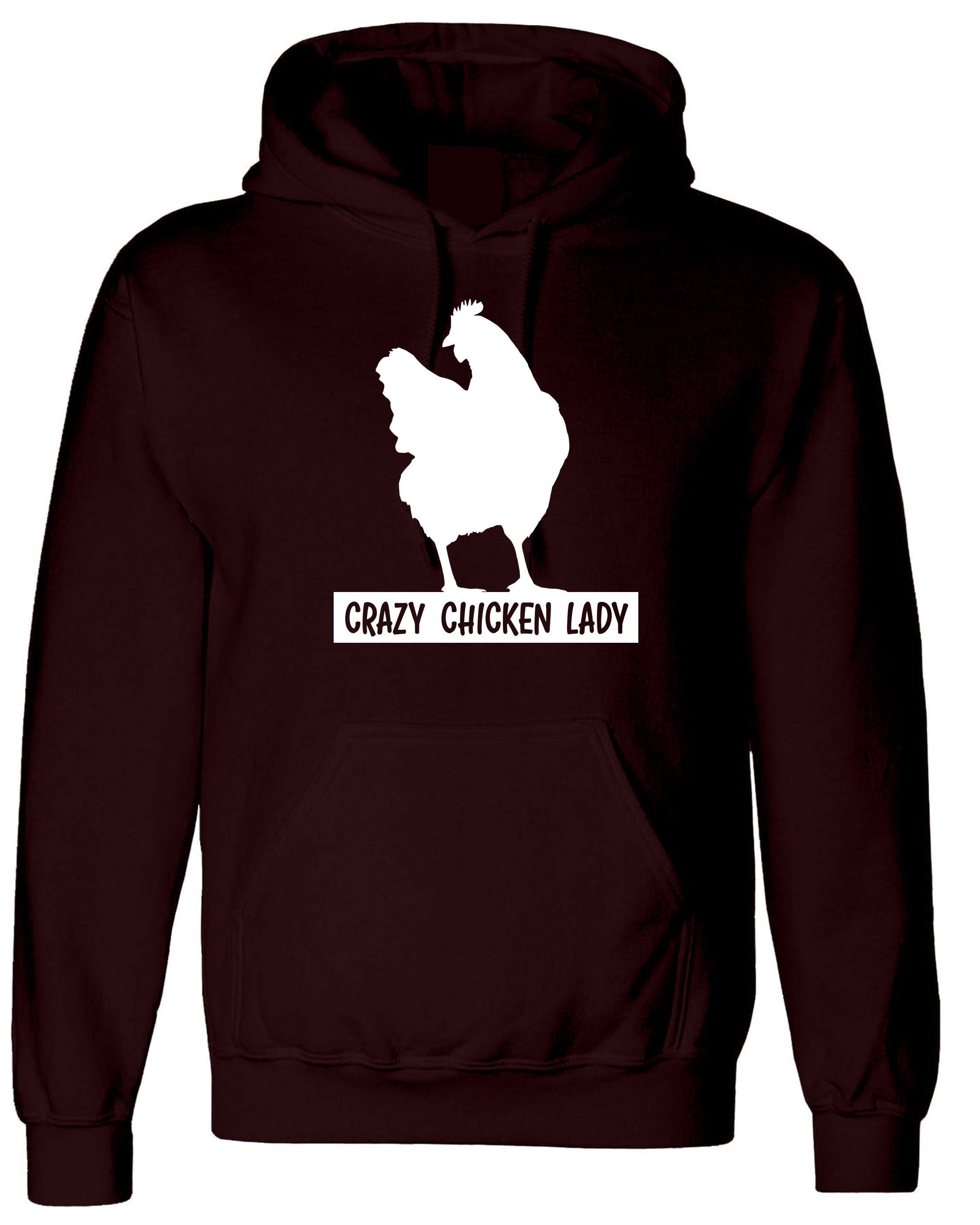 Crazy Chicken Lady Funny Ladies Hoodie Hoody Hood Hooded Adult Joke Humor Womens Birthday Gift Christmas Present Xmas