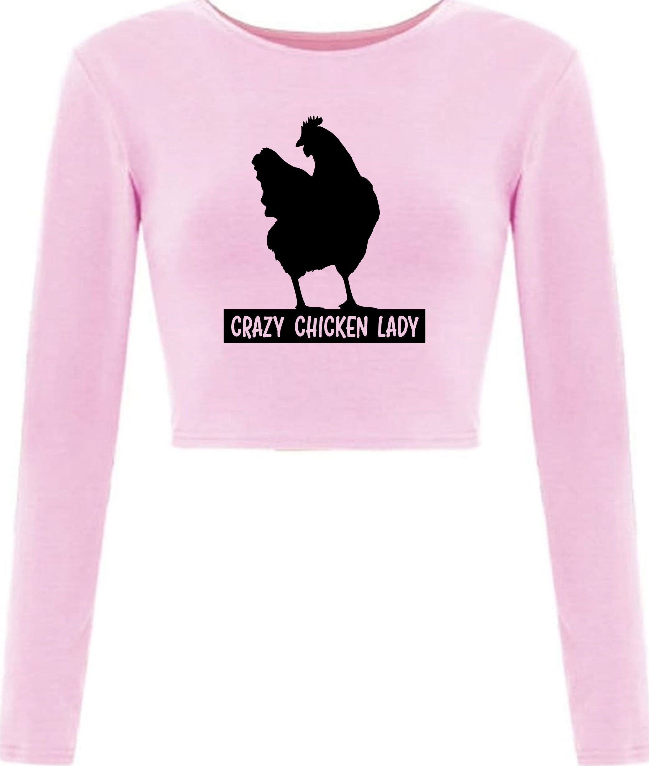 Crazy Chicken Lady Funny Ladies Crop Tops Croptop Crop-top Adult Joke Humor Womens Birthday Gift Christmas Present Xmas