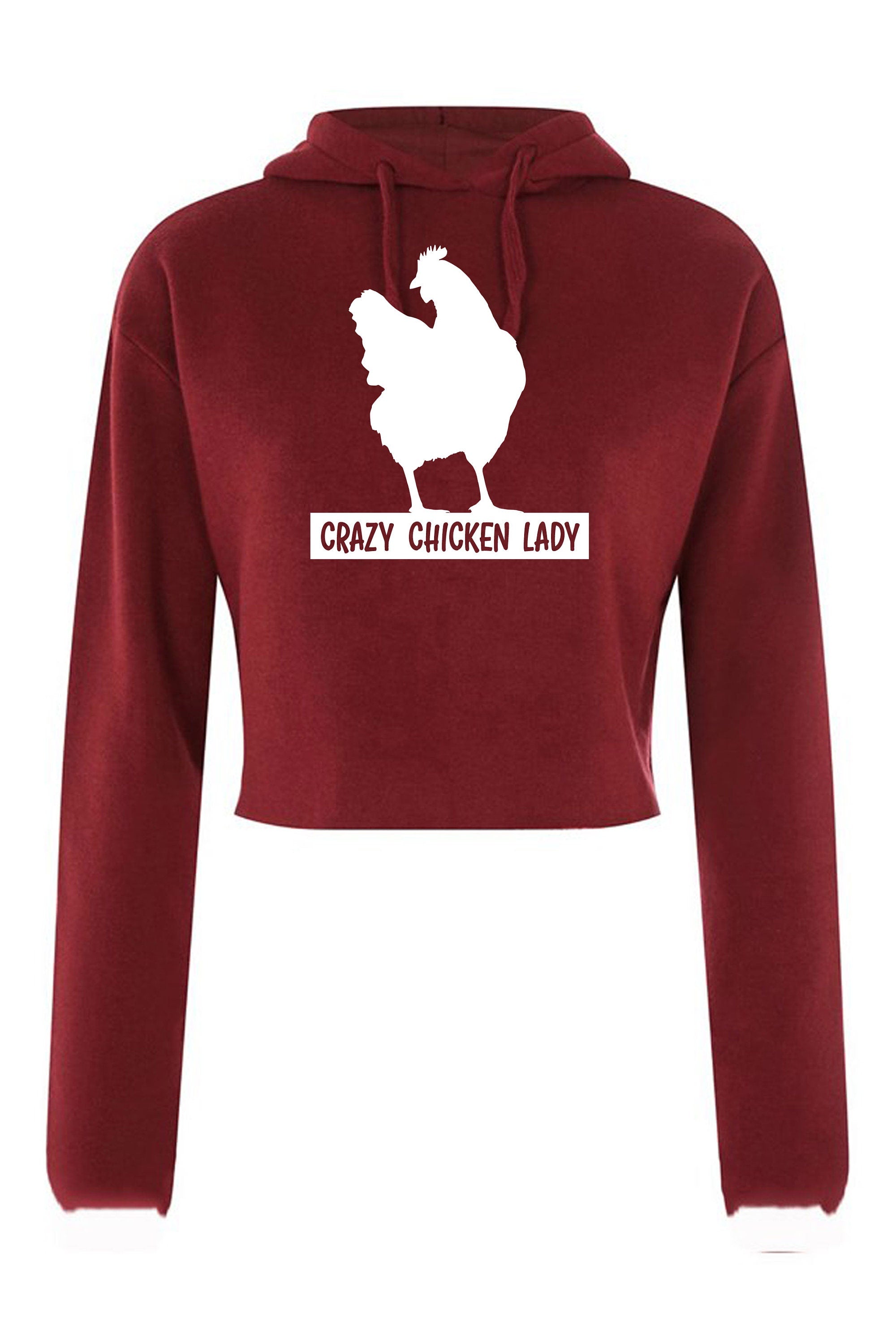 Crazy Chicken Lady Funny Ladies Crop Tops Hoodie Hoody Hood Croptop Crop-top Adult Joke Humor Womens Birthday Gift Christmas Present Xmas