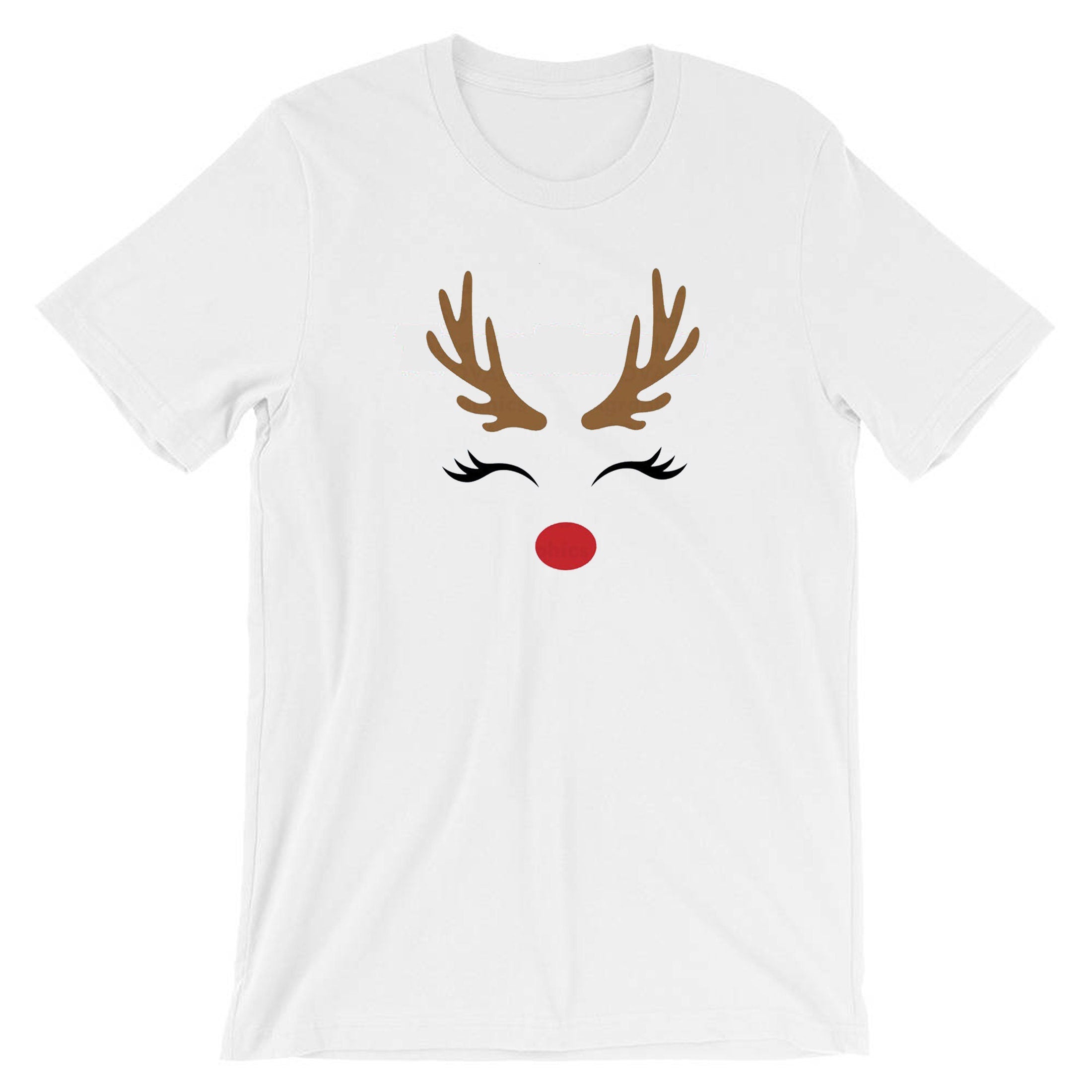 Reindeer Christmas T-shirt T shirt Tshirt Tee Shirt Cute Gift Xmas Present Womens Ladies Unisex Top Deer Horns Idea