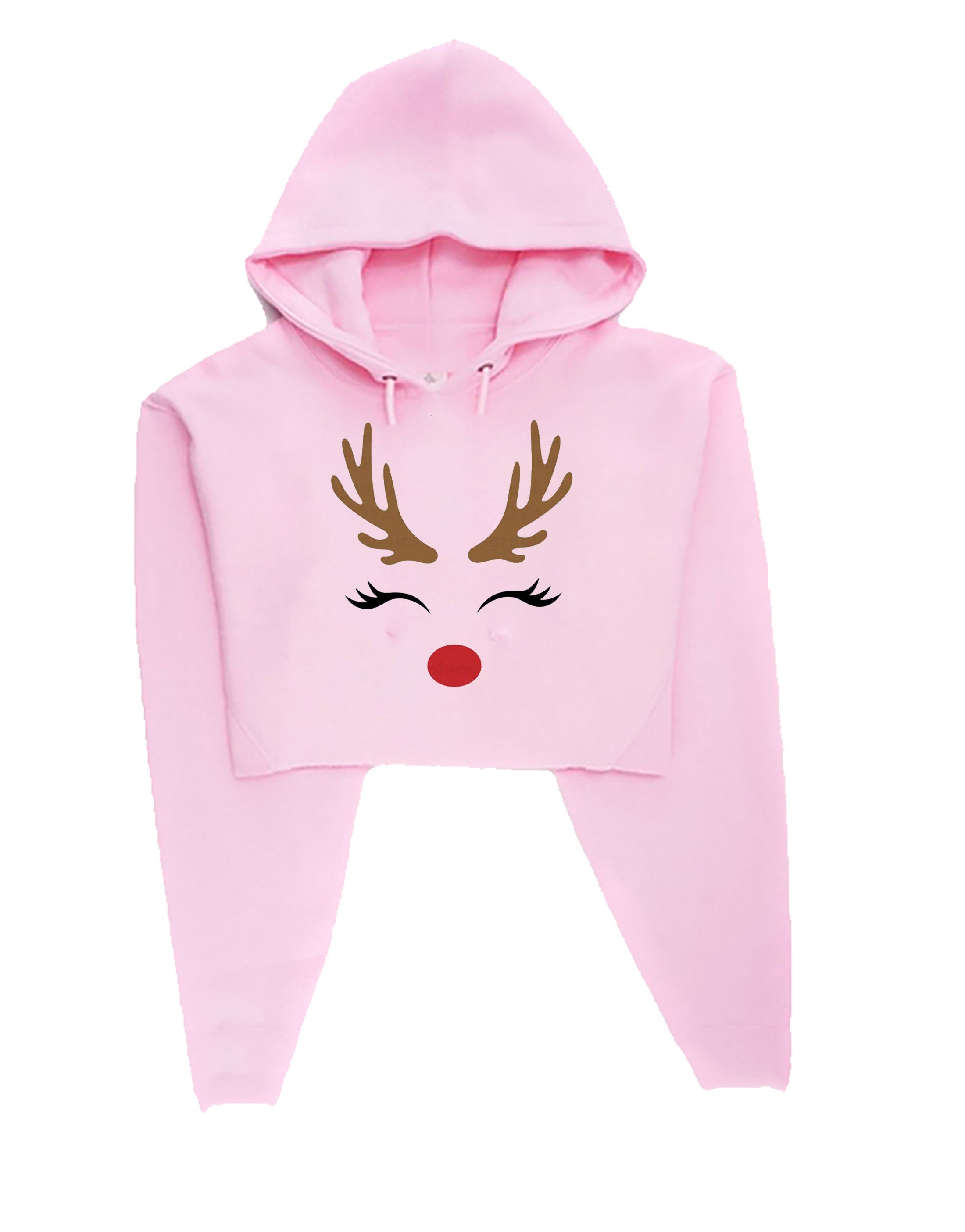 Reindeer Christmas Crop Tops Hoodie Hoody Hood Croptop Crop-top Cute Gift Xmas Present Womens Ladies Unisex Top Deer Horns Idea