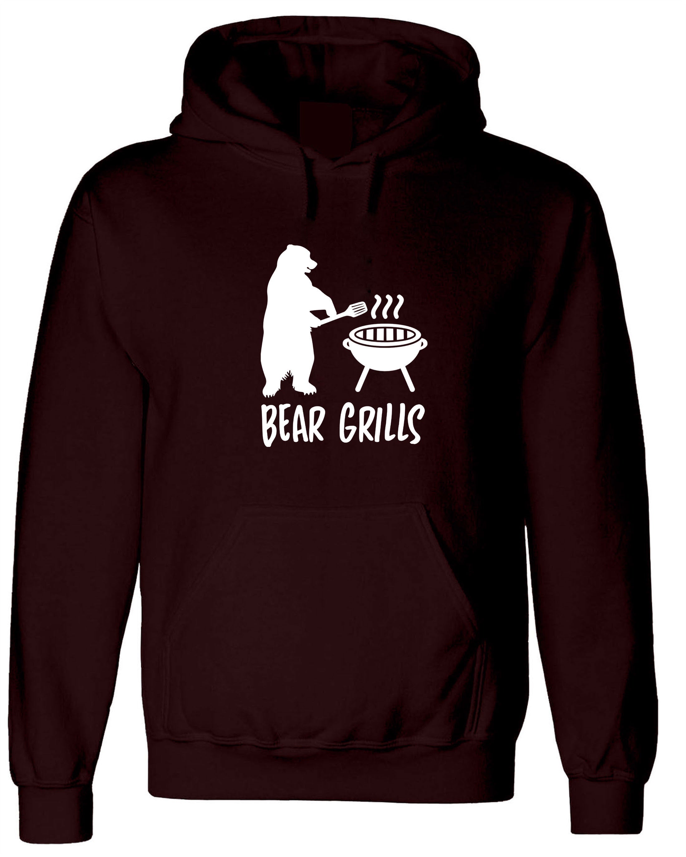 New Funny BEAR GRILLS Joke BBQ Top Quality Hoodie Hoody Hood Hooded Top Christmas or Birthday Gift or Present Unisex Men