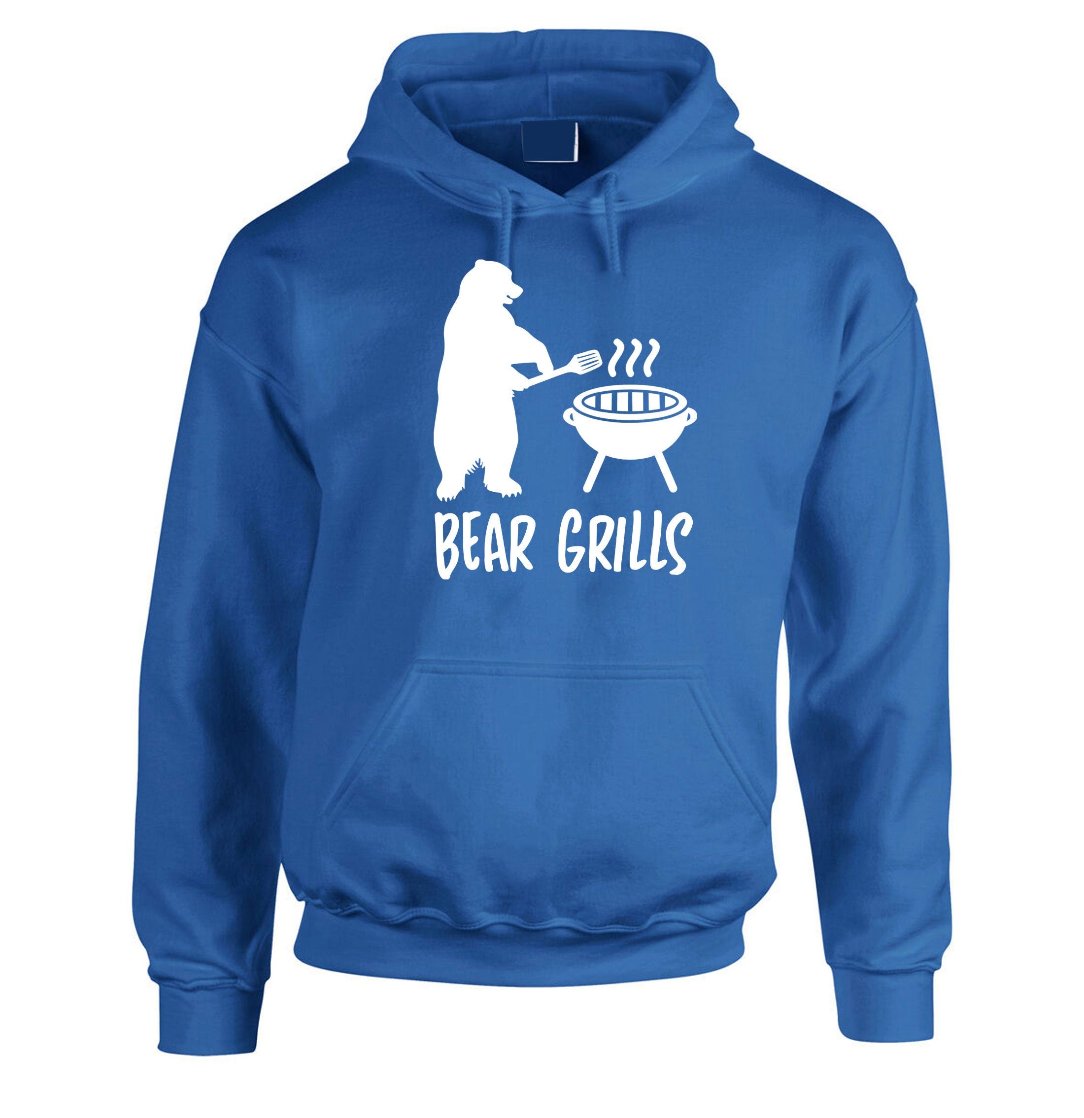 New Funny BEAR GRILLS Joke BBQ Top Quality Hoodie Hoody Hood Hooded Top Christmas or Birthday Gift or Present Unisex Men