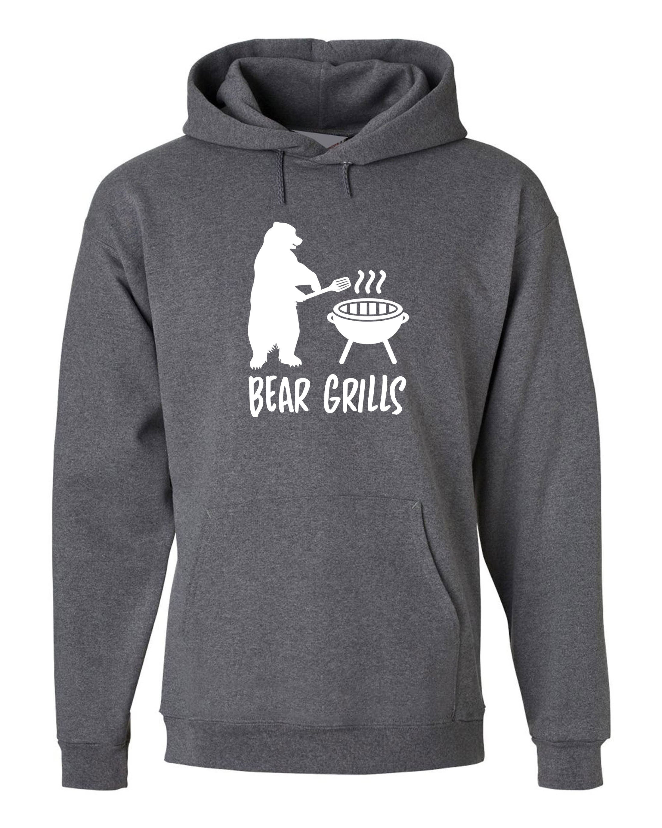 New Funny BEAR GRILLS Joke BBQ Top Quality Hoodie Hoody Hood Hooded Top Christmas or Birthday Gift or Present Unisex Men