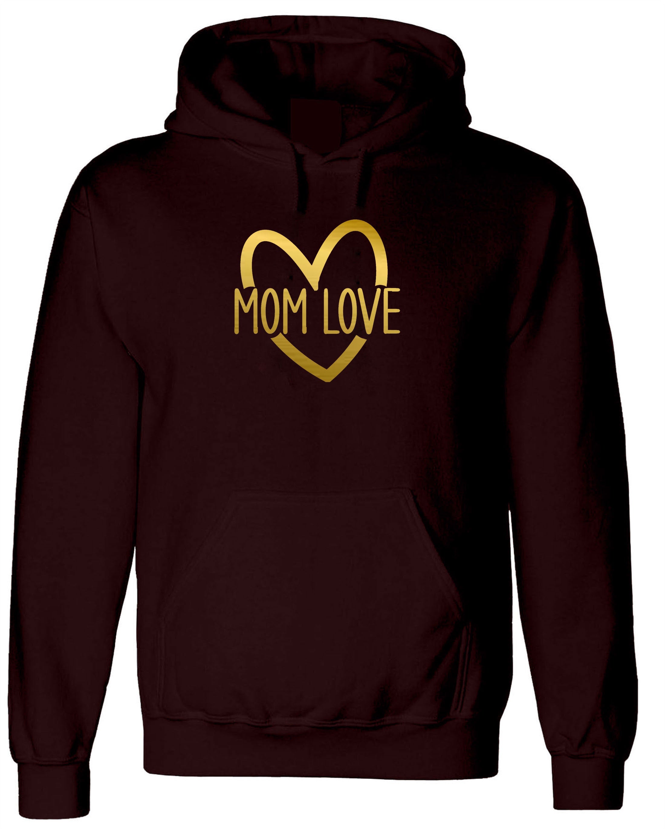 MOM Love Hoodie Hoody Hood Hooded Mother's day Gift for Mommy Mama Mummy Birthday Christmas Present Idea Cute Gold Font Xmas