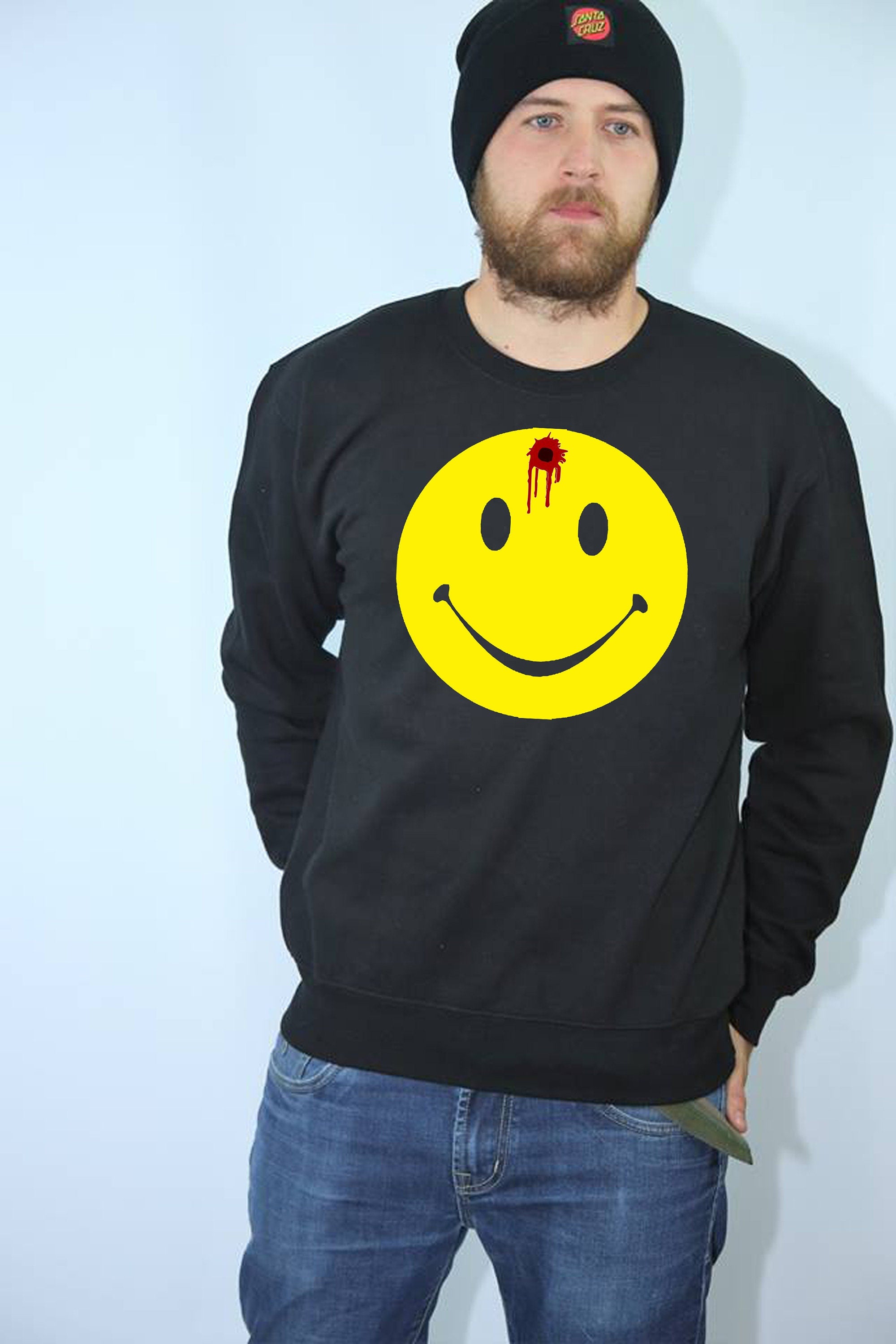 Smile Face Bullet Sarcastic Graphic Gift Idea Cool Adult Emoticon Emoji Shirts Sweatshirt Jumper Sweater shirt Xmas Birthday Gift