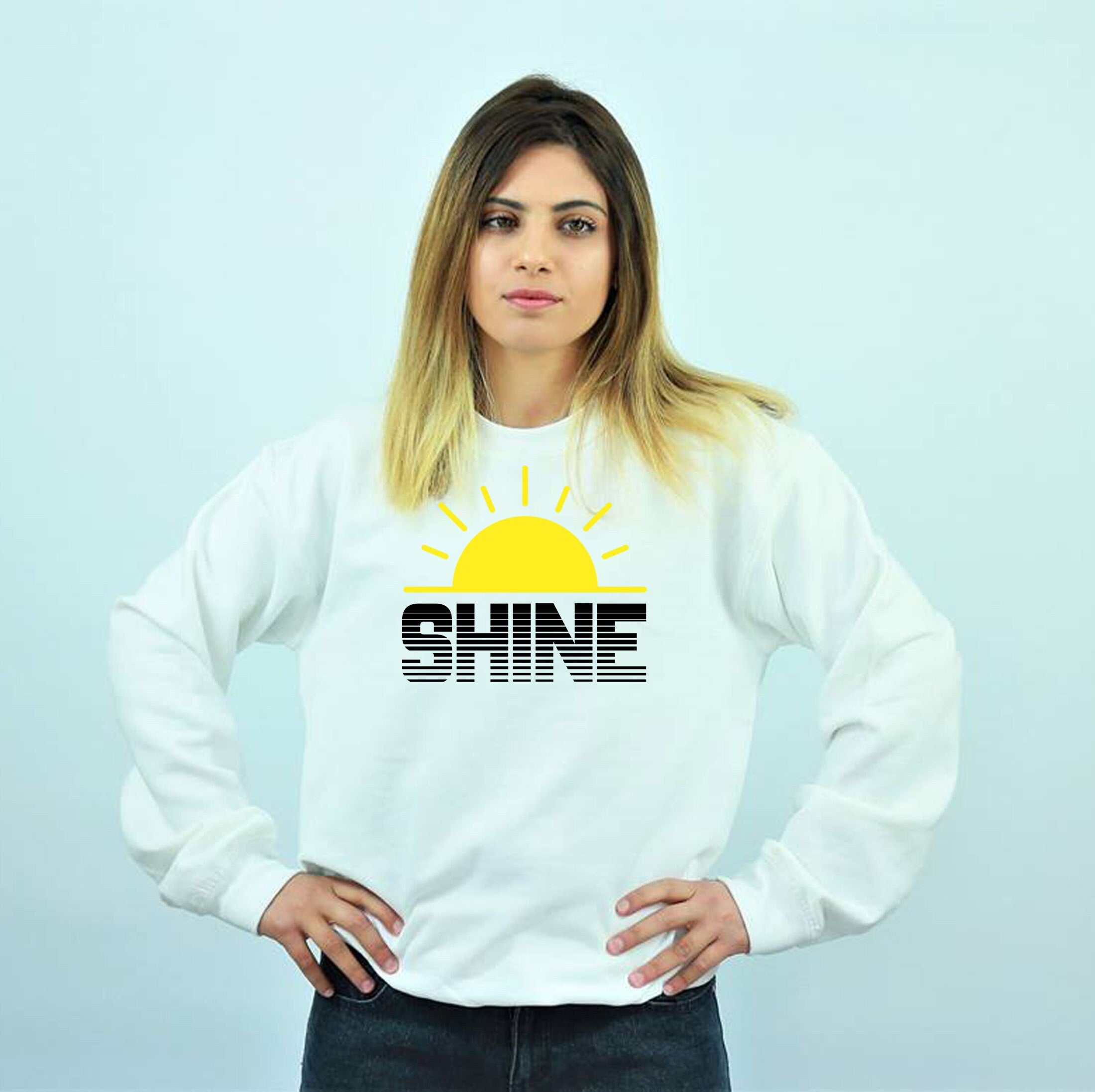 Shine Sunshine Sweatshirt Jumper Sweater Shirt Keep Shining Motivational Inspirational Birthday Gift Christmas present Top Unisex Ladies