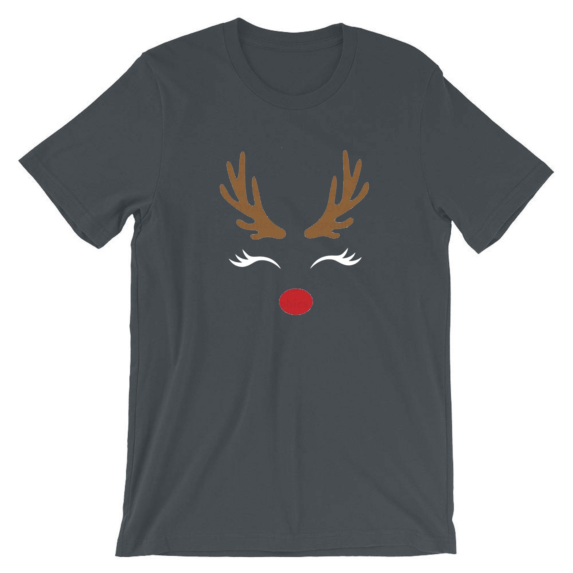 Reindeer Christmas T-shirt T shirt Tshirt Tee Shirt Cute Gift Xmas Present Womens Ladies Unisex Top Deer Horns Idea