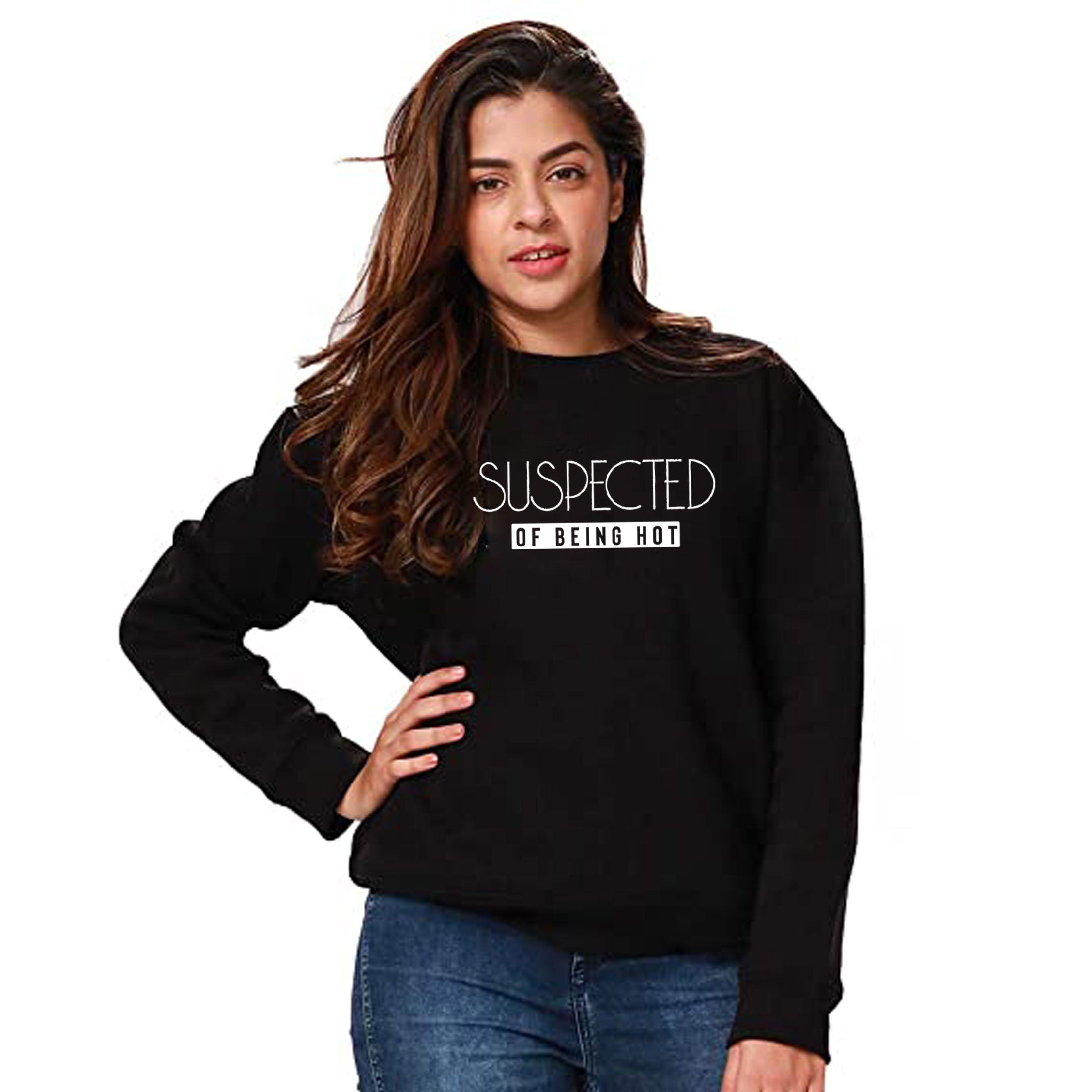 Suspected of Being HOT Sweatshirt Jumper Sweater Shirt Ladies Women Men Birthday Gift Christmas Present Bf GF Valentines Unisex Top