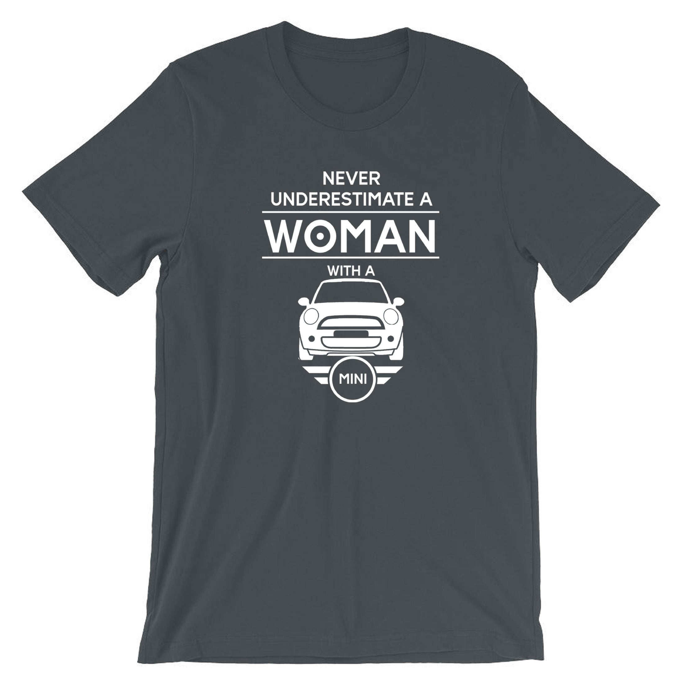 Mini Cooper Woman T-Shirt Tshirt T shirt Tee Shirt Funny never underestimate - her / Ladies Car Gift Joke Birthday Christmas Gift Present