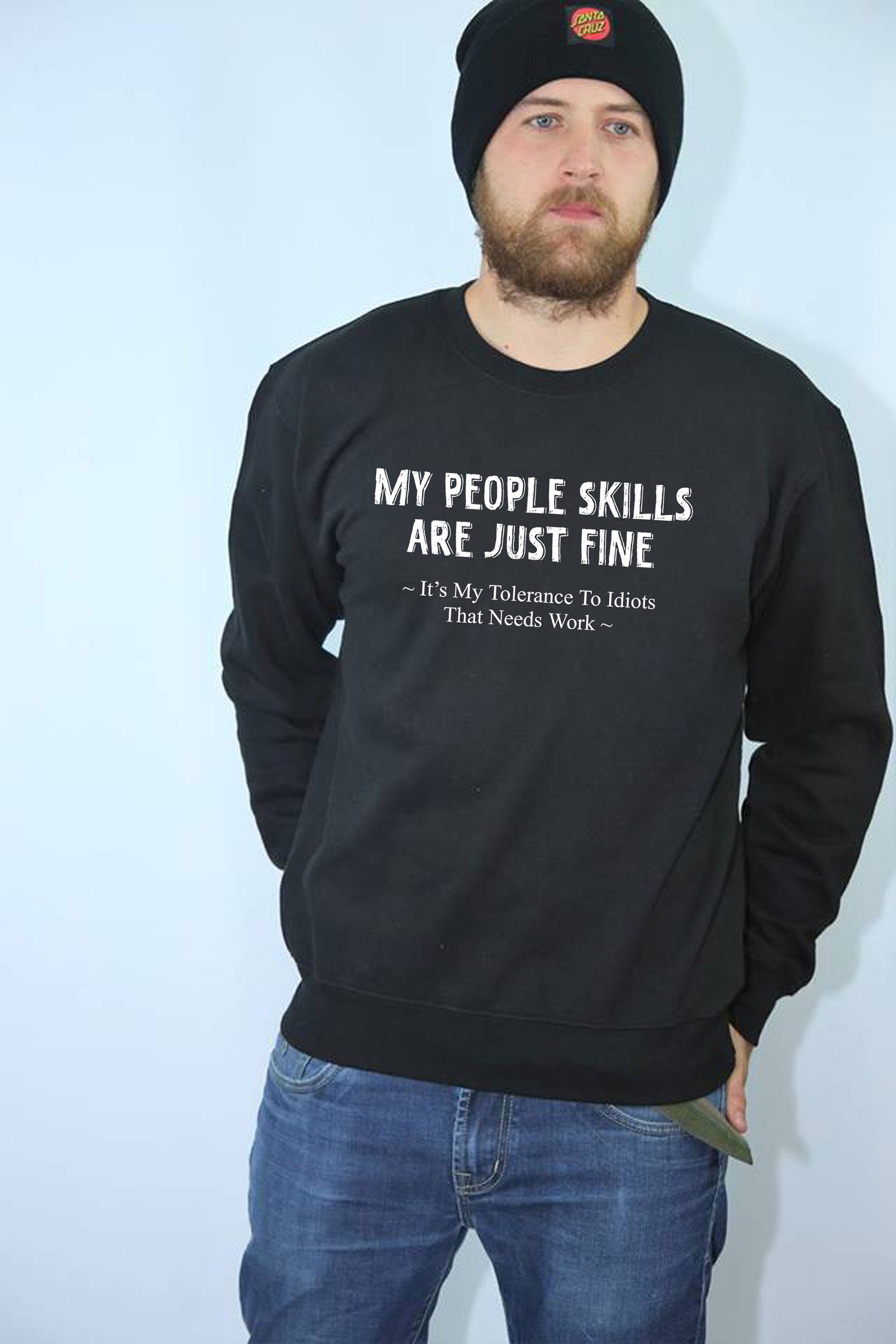 My People Skills Sarcastic Cool Graphic Gift Idea Adult Humor Funny Sweatshirt Jumper Sweater shirt Joke Birthday Xmas Gift Present