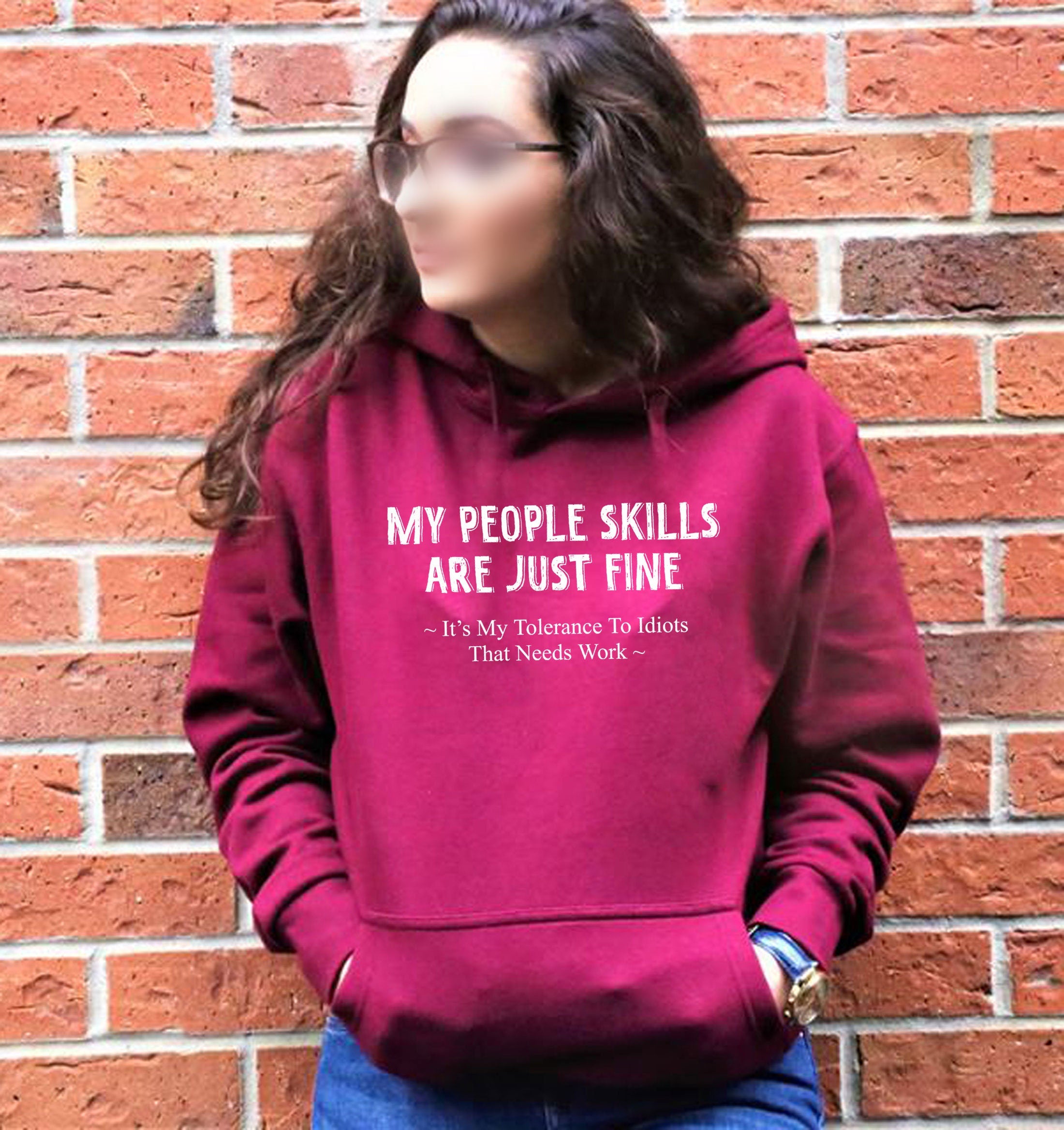 My People Skills Sarcastic Cool Graphic Gift Idea Adult Humor Funny Hoodie Hoody Hood Hooded Joke Birthday Xmas Gift Present