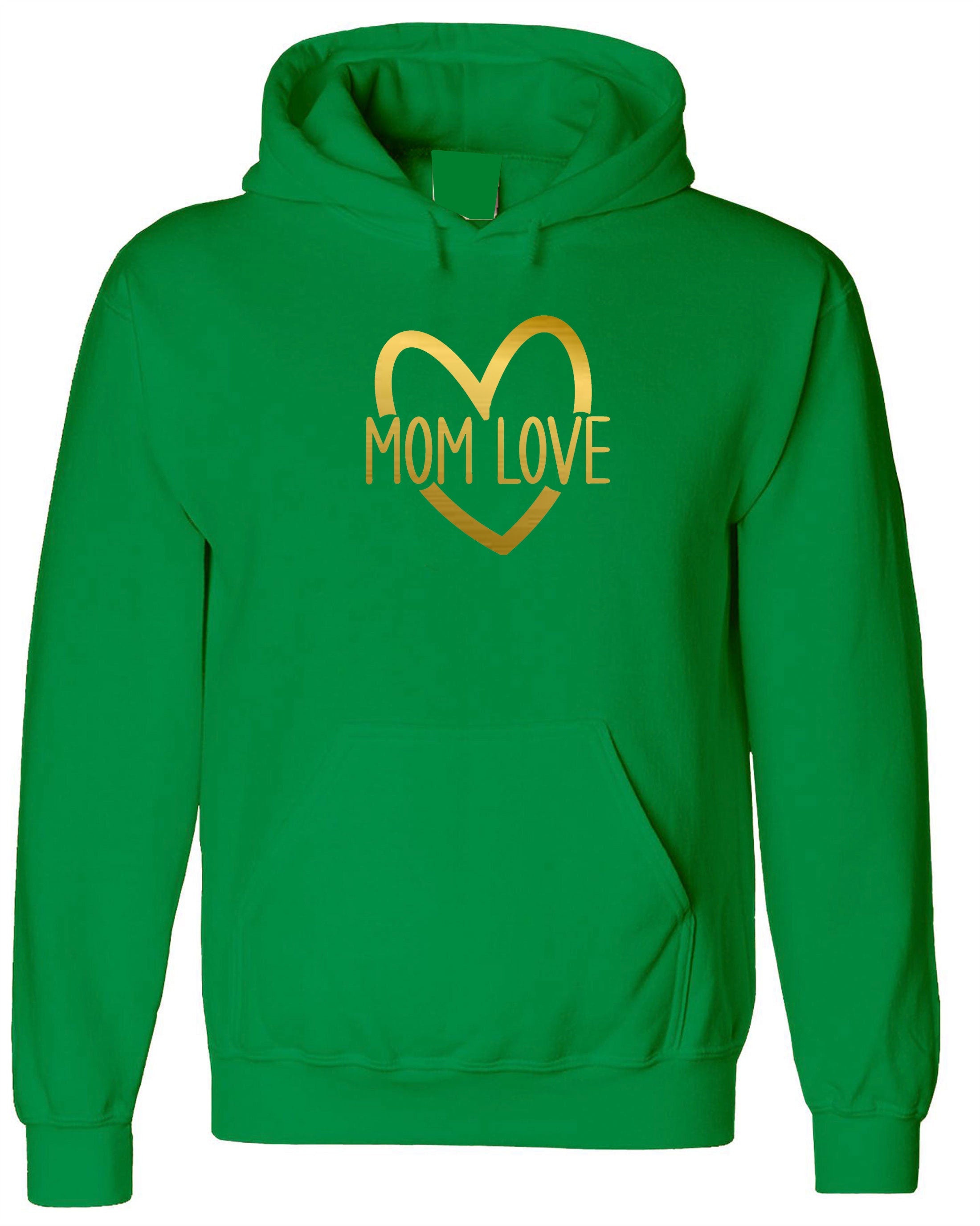 MOM Love Hoodie Hoody Hood Hooded Mother's day Gift for Mommy Mama Mummy Birthday Christmas Present Idea Cute Gold Font Xmas