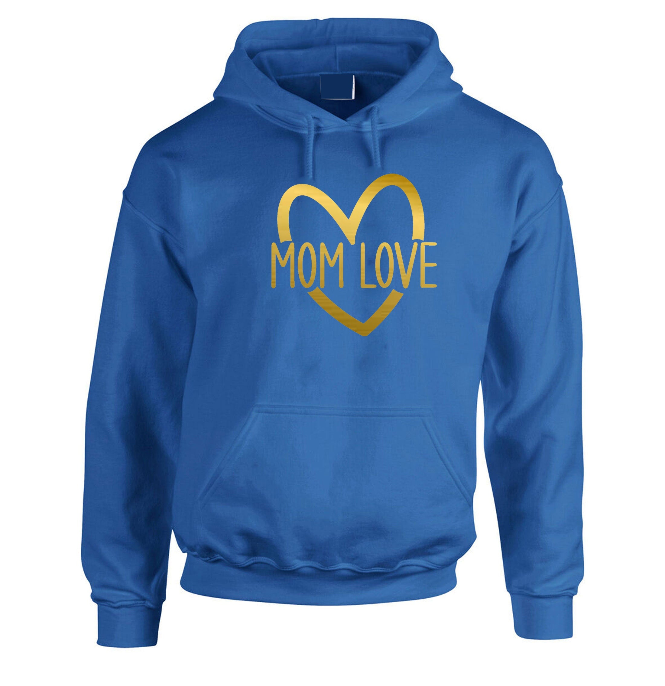 MOM Love Hoodie Hoody Hood Hooded Mother's day Gift for Mommy Mama Mummy Birthday Christmas Present Idea Cute Gold Font Xmas