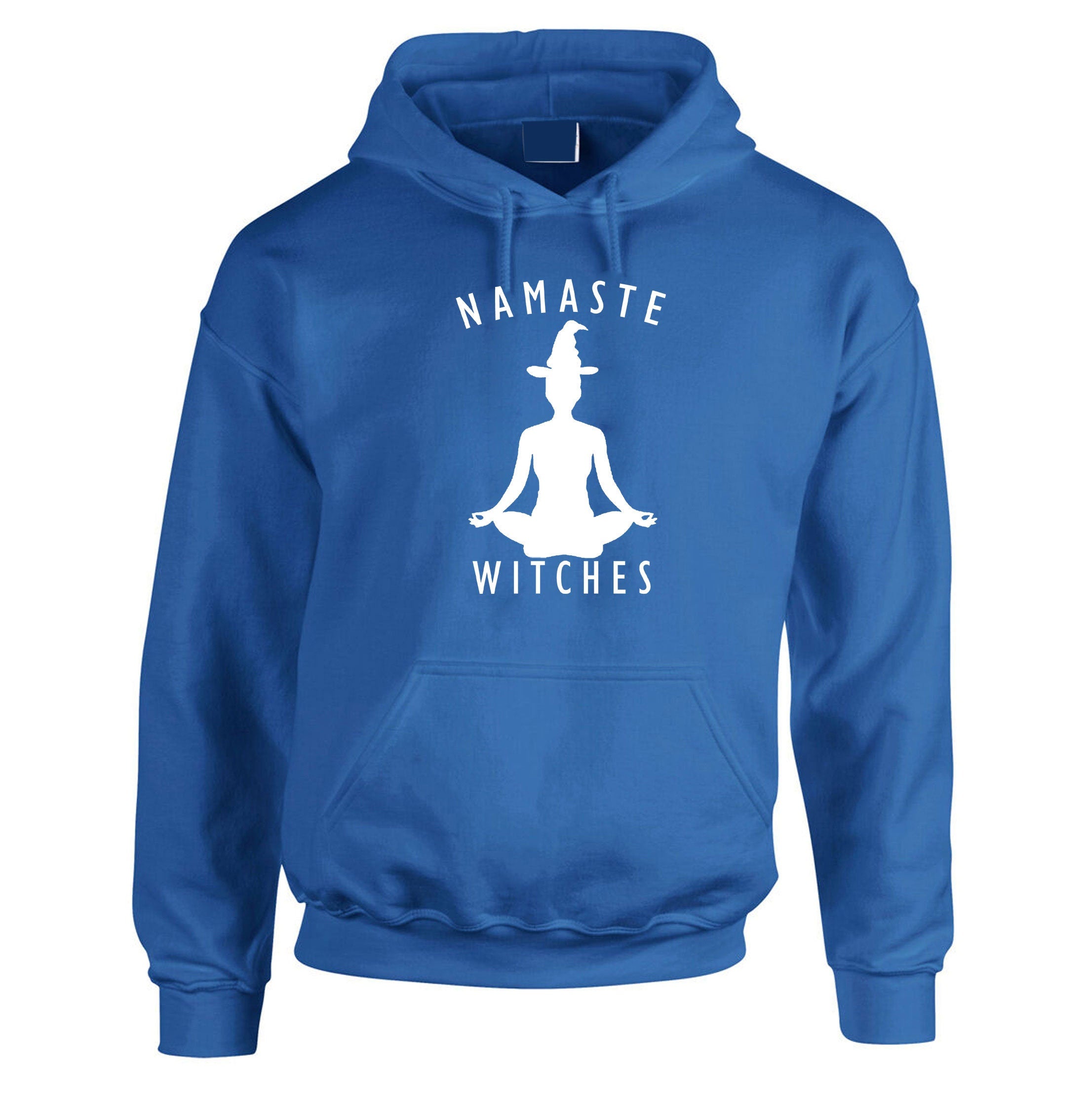 Namaste Witches Hoodie Hoody Hood Hooded - Funny Halloween Yoga Slogan Mens or Ladies Top Hindi Regards Desi Gift Outfit