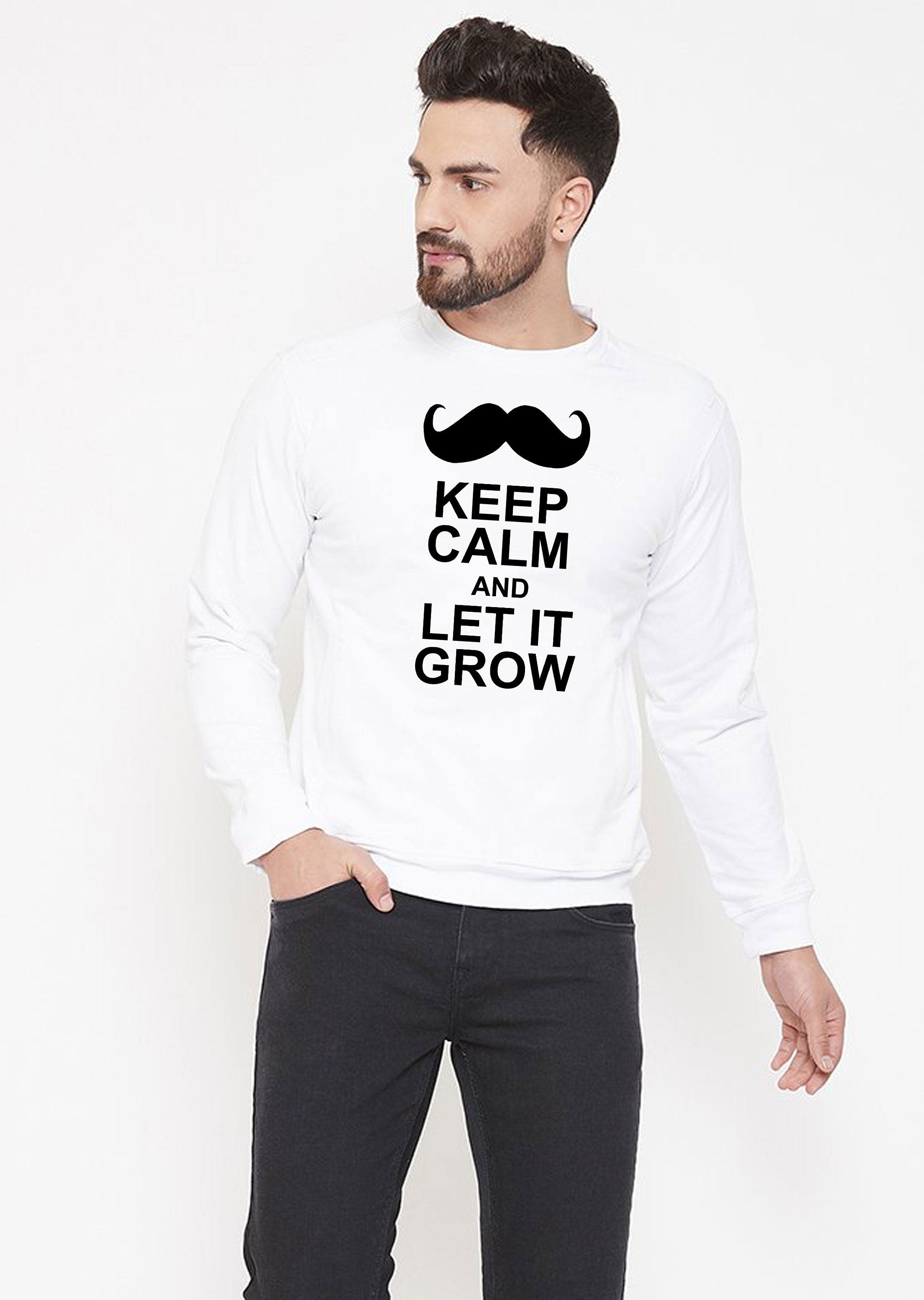 Movember Sweatshirt Jumper Sweater Shirt Keep Calm Let It Grow Men Moustache Top Gift Birthday November Beard Birthday Xmas Gift Trending