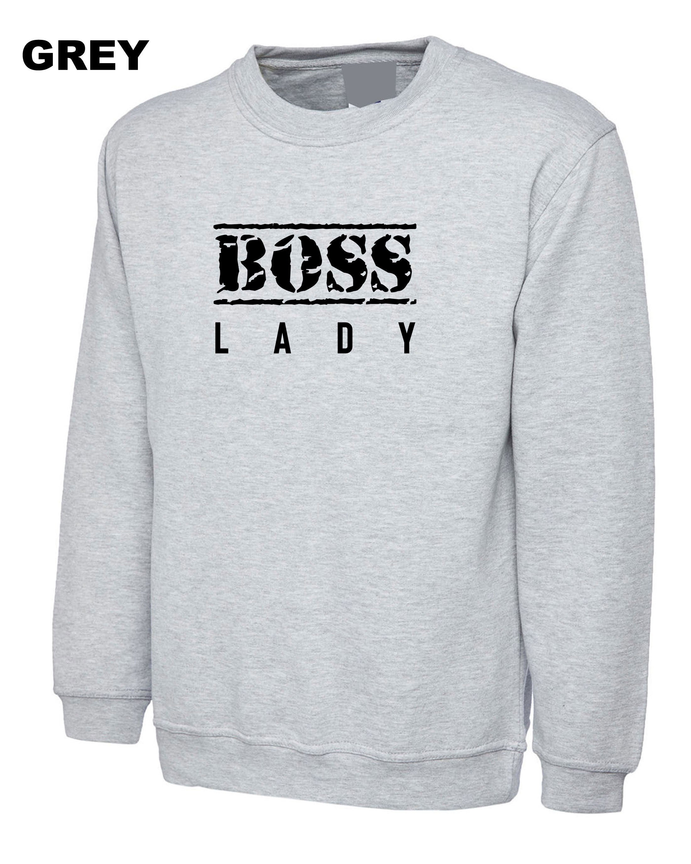 BOSS LADY Sweatshirt Jumper Sweater Shirt New Womens Ladies Funny Married Gift for Wife Fiancee Girlfriend Birthday Top Christmas Joke