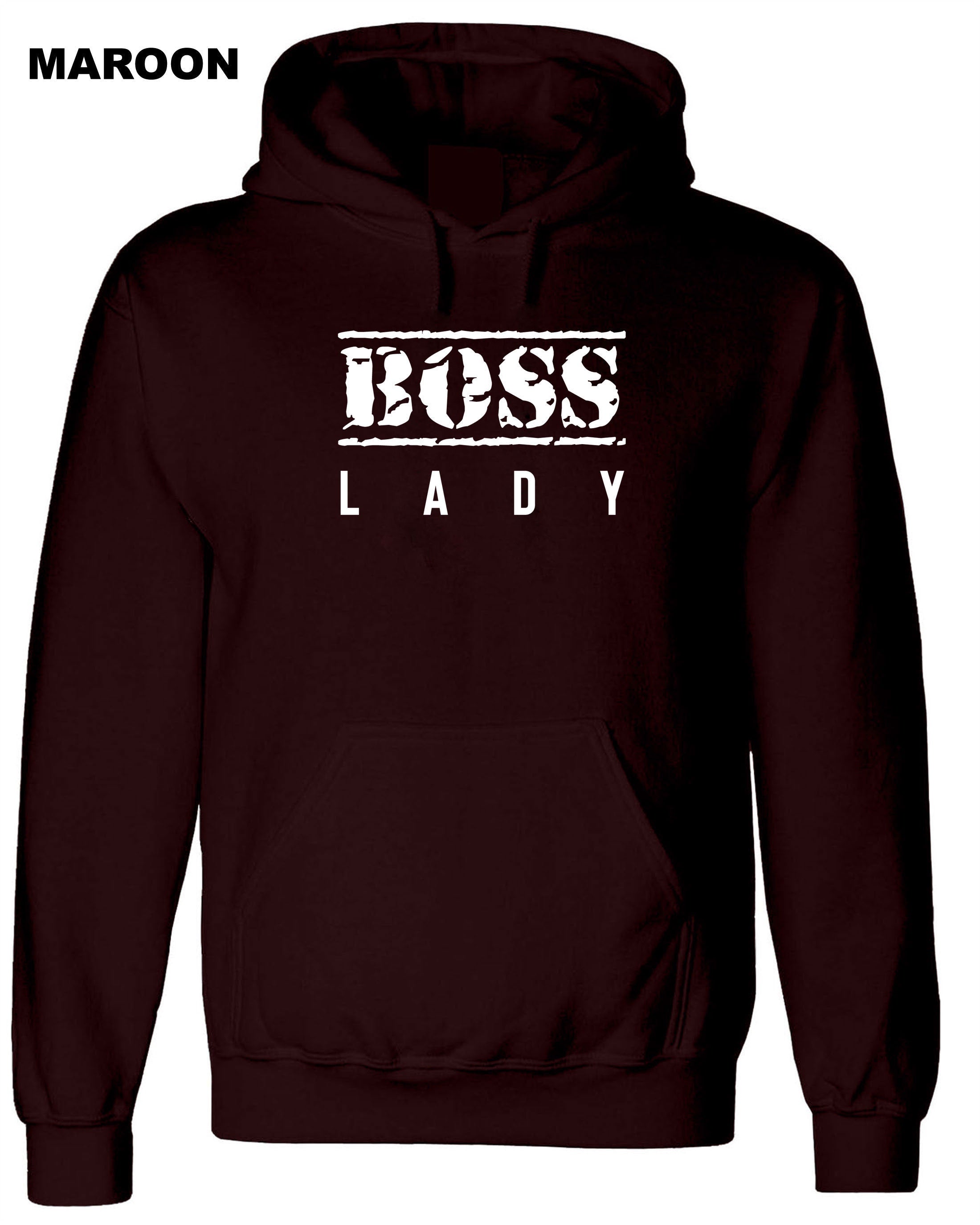 BOSS LADY Hoodie Hoody Hood Hooded New Womens Ladies Funny Married Gift for Wife Fiancee Girlfriend Birthday Top Christmas Joke