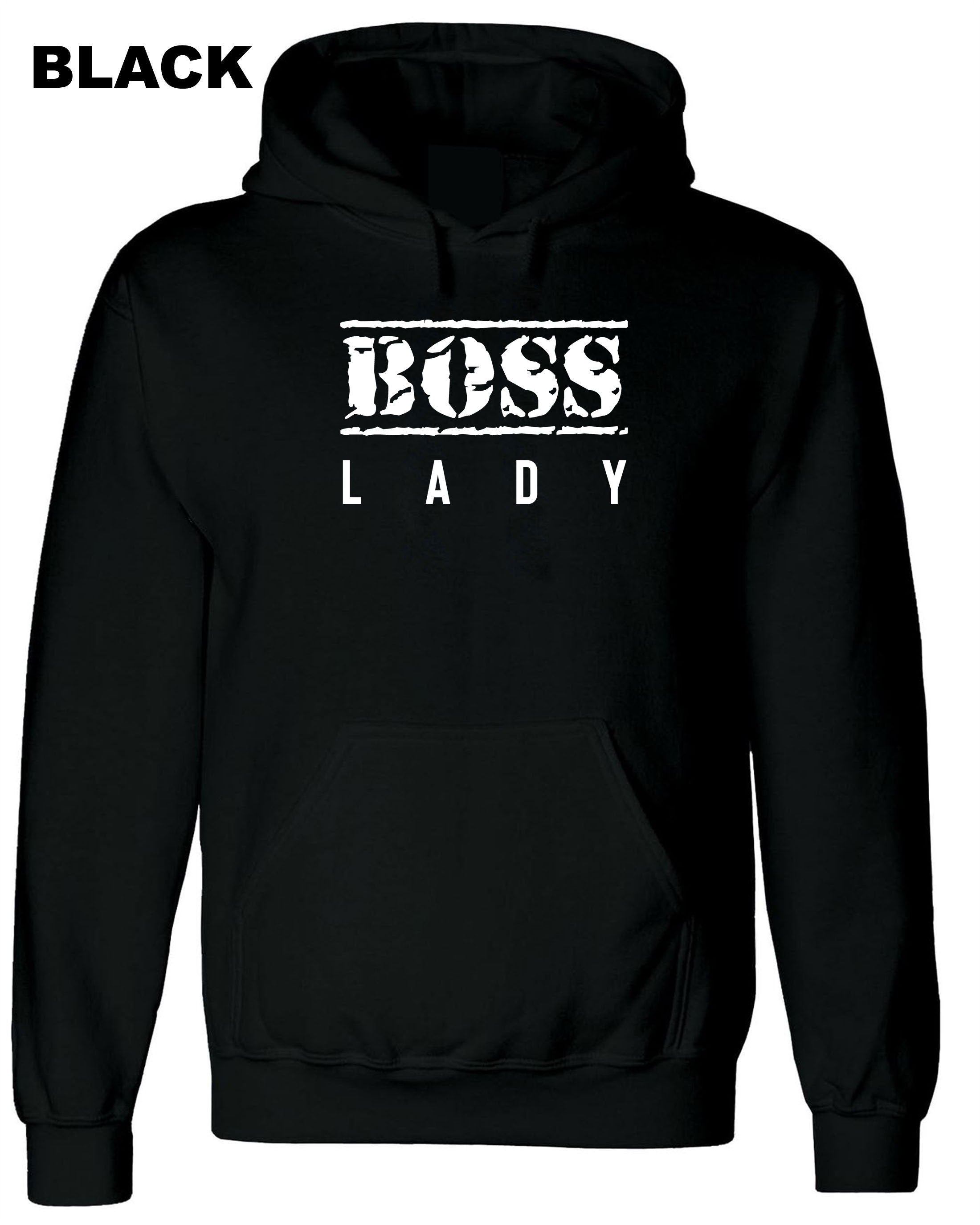 BOSS LADY Hoodie Hoody Hood Hooded New Womens Ladies Funny Married Gift for Wife Fiancee Girlfriend Birthday Top Christmas Joke