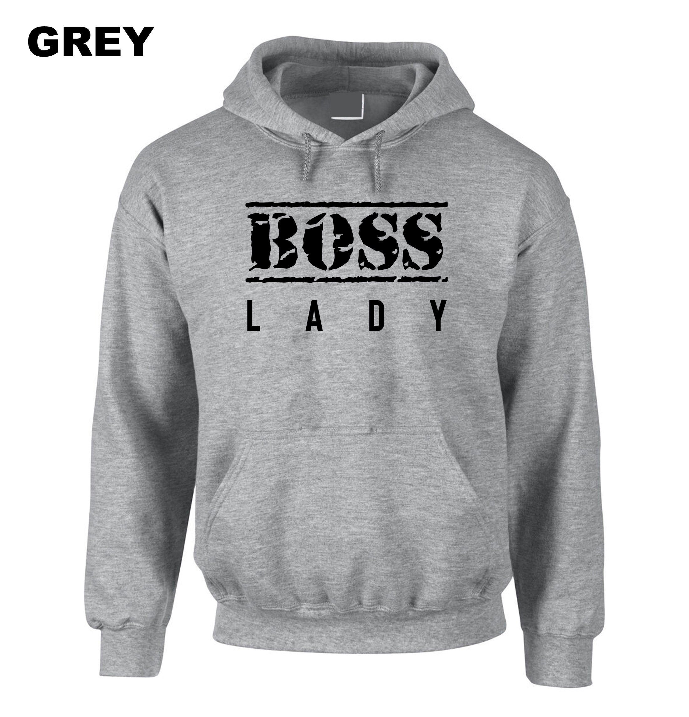 BOSS LADY Hoodie Hoody Hood Hooded New Womens Ladies Funny Married Gift for Wife Fiancee Girlfriend Birthday Top Christmas Joke