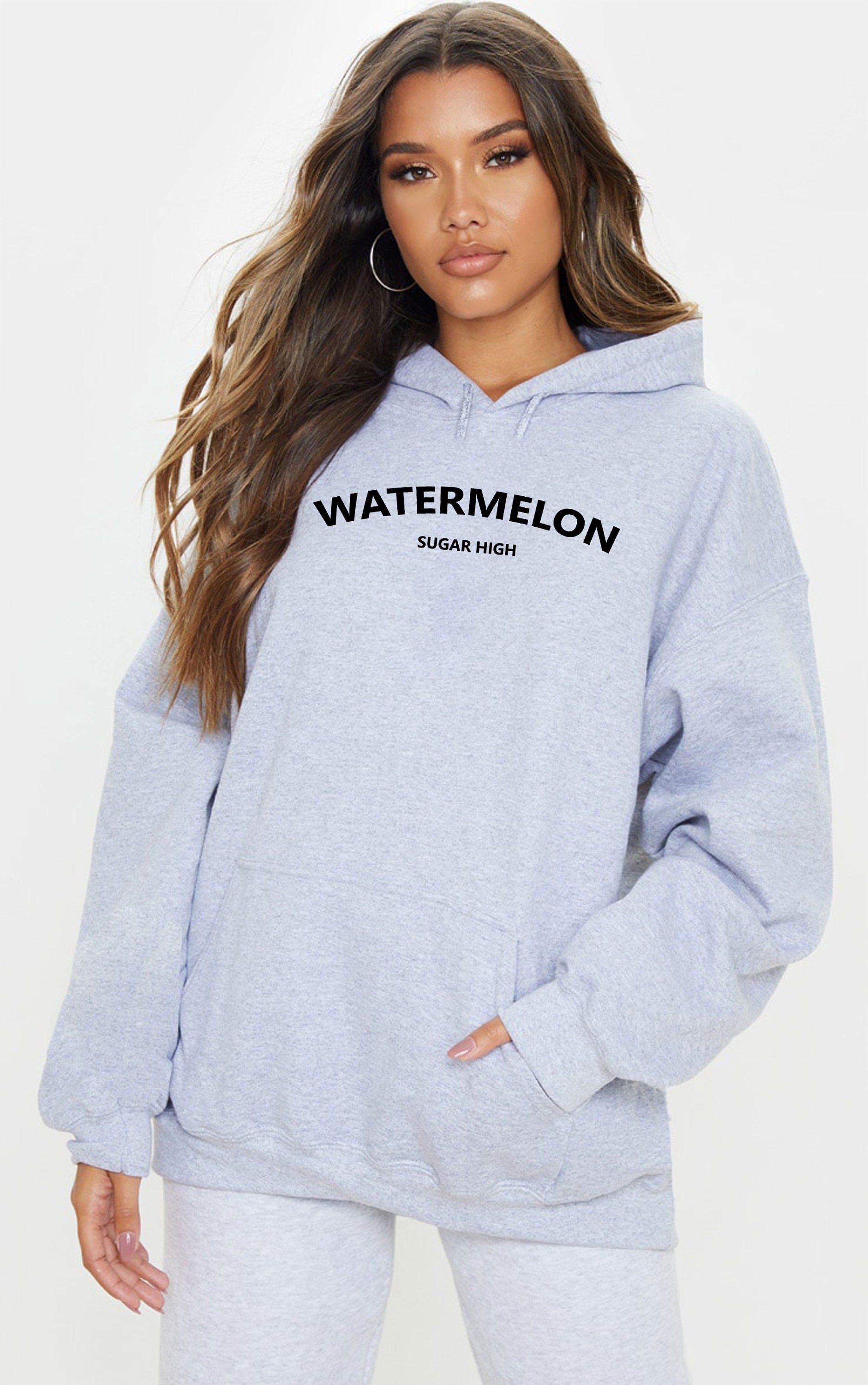 Funny Ladies Wastermelon Hoodie Hoody Hood Hooded Sugar High Joke Humor Naught Unisex Birthday Gift Christmas Xmas Womens