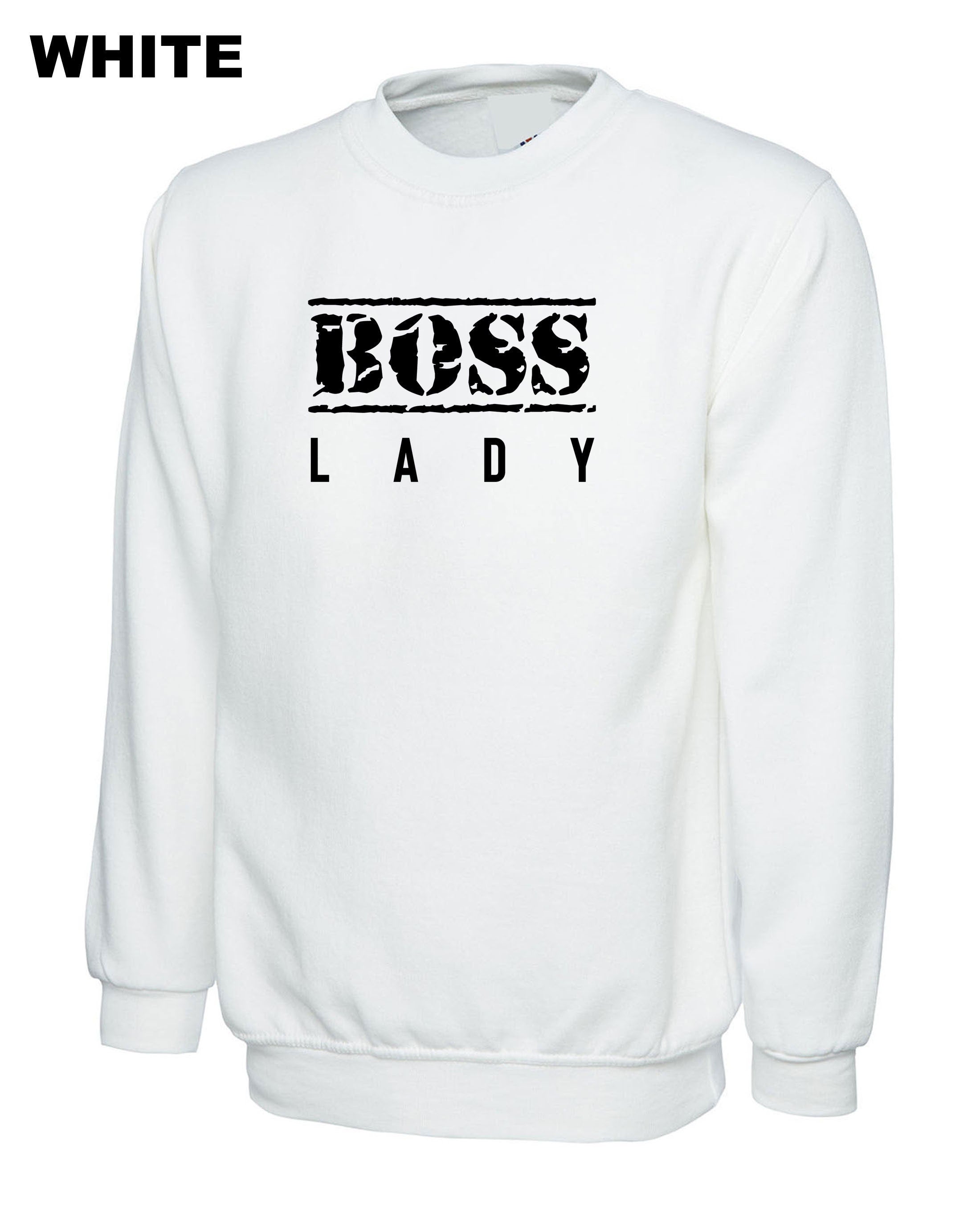 BOSS LADY Sweatshirt Jumper Sweater Shirt New Womens Ladies Funny Married Gift for Wife Fiancee Girlfriend Birthday Top Christmas Joke