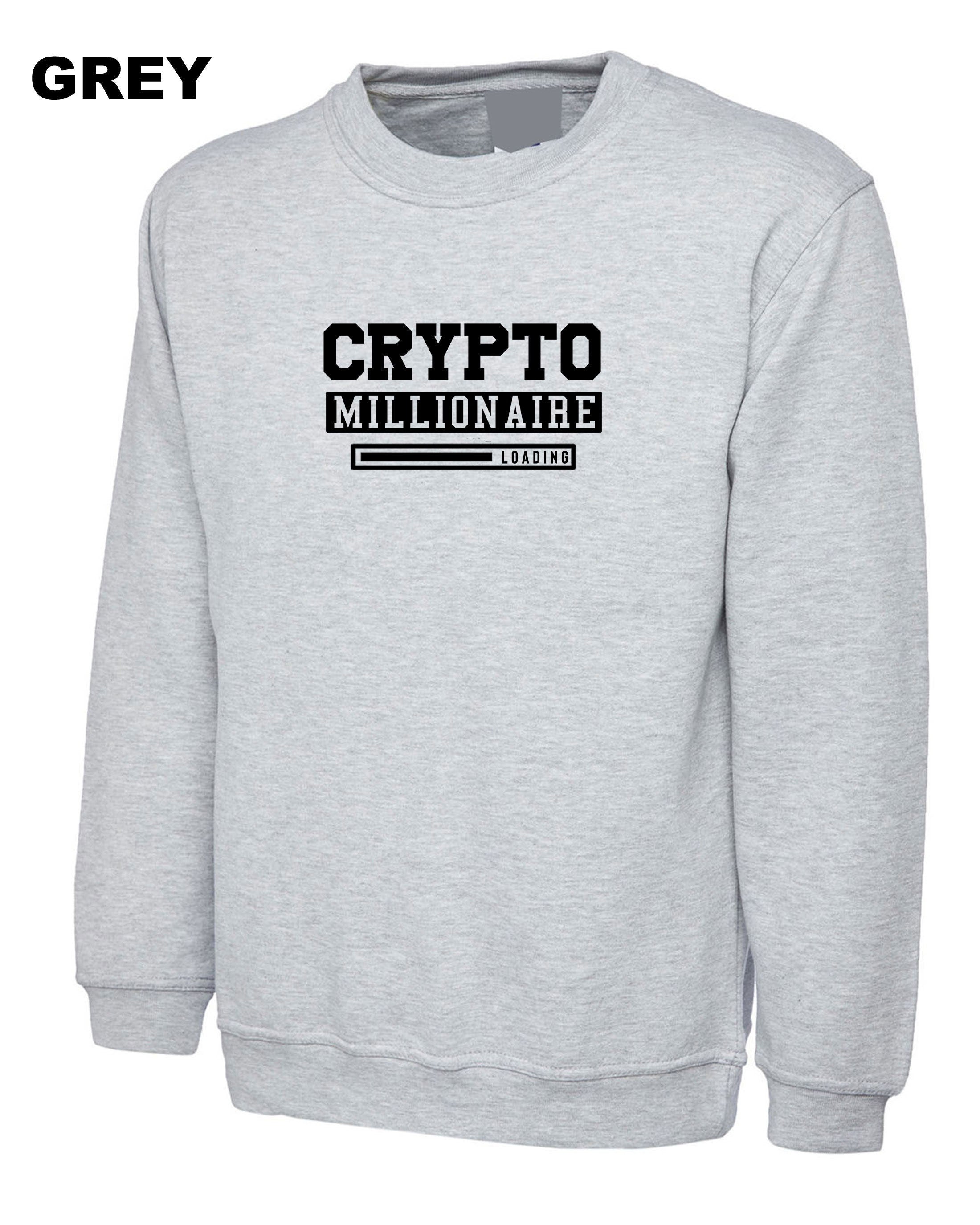 Funny Crypto Millionaire Sweatshirt Jumper Sweater shirt Millionaire Any Day now Cryotp currency Trading gift mining Top Unisex Joke