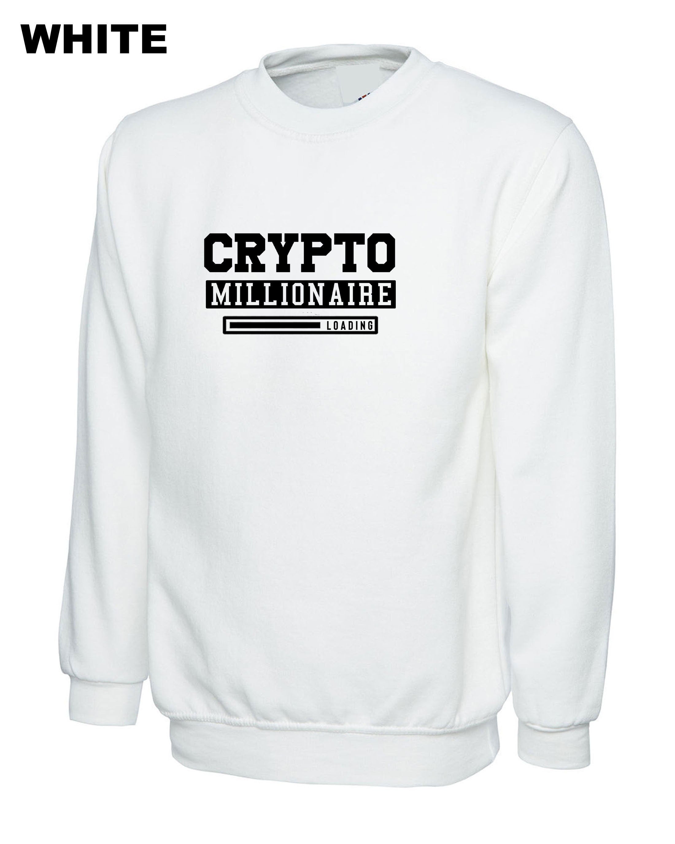 Funny Crypto Millionaire Sweatshirt Jumper Sweater shirt Millionaire Any Day now Cryotp currency Trading gift mining Top Unisex Joke