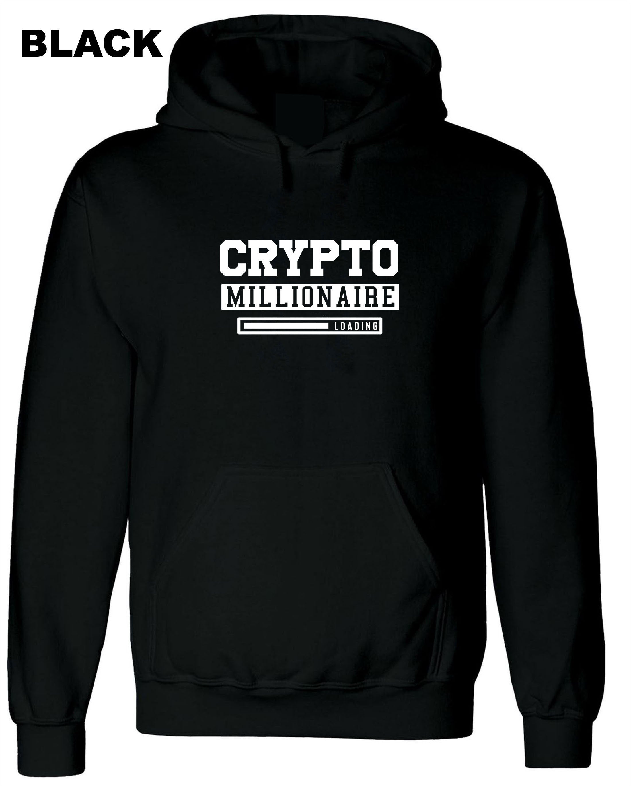 Funny Crypto Millionaire Hoodie Hoody Hood Hooded Millionaire Any Day now Cryotp currency Trading gift mining Top Unisex Joke