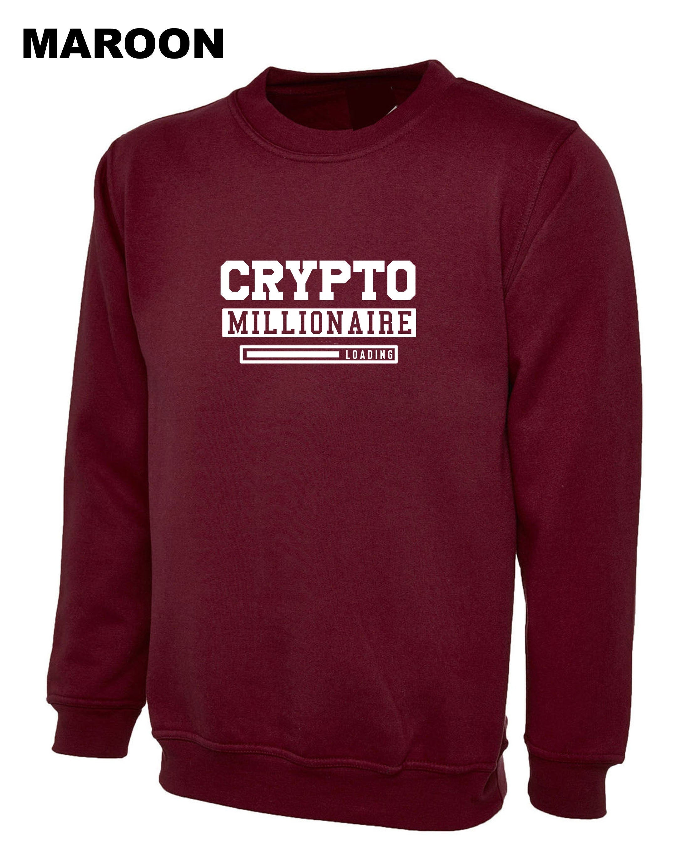 Funny Crypto Millionaire Sweatshirt Jumper Sweater shirt Millionaire Any Day now Cryotp currency Trading gift mining Top Unisex Joke