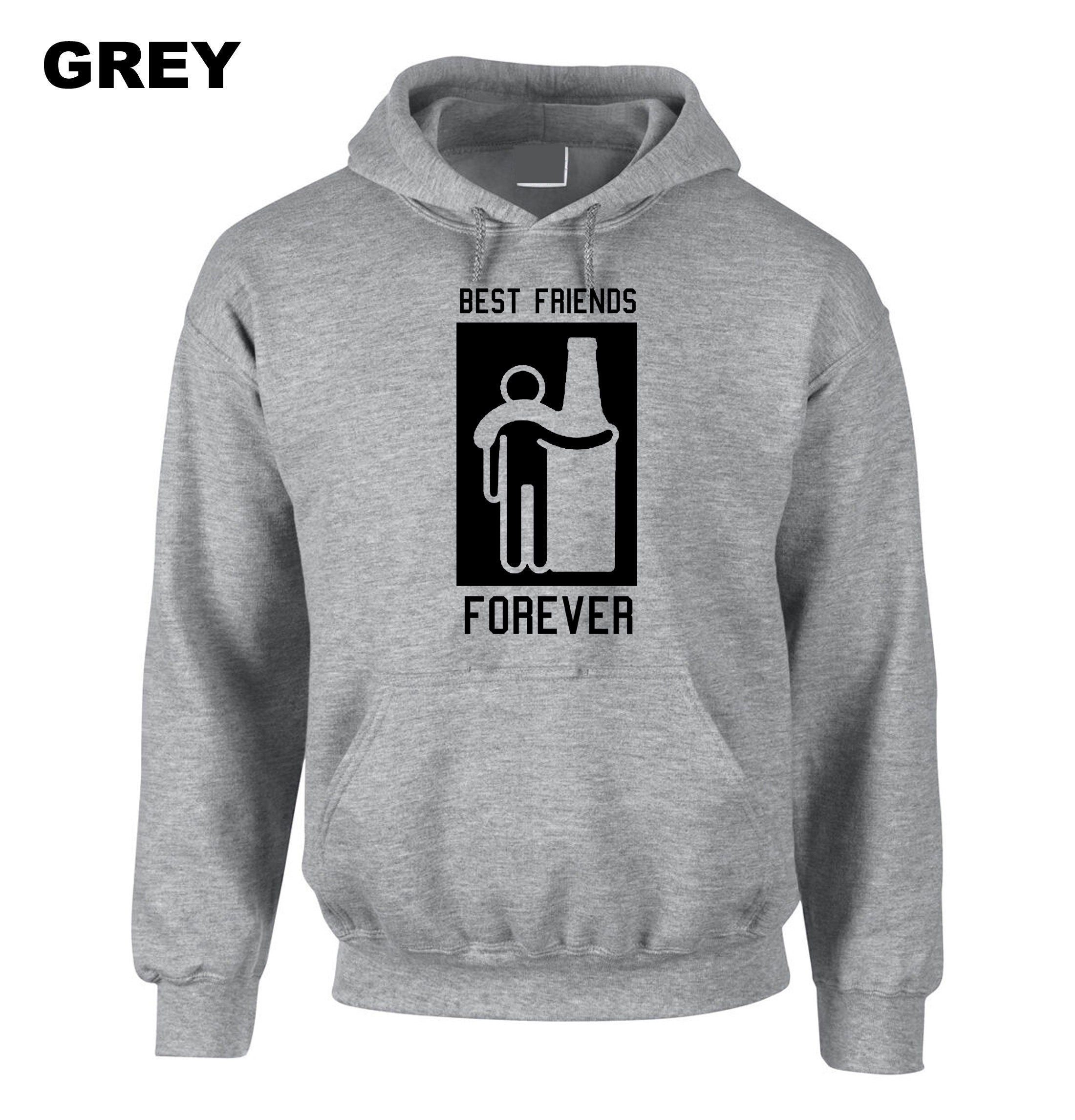 Best Friends Forever Hoodie Hoody Hood Hooded Friendship Day Top Wine Vodka Whisky Lover Gift for Father Uncle Aun Joke Humor