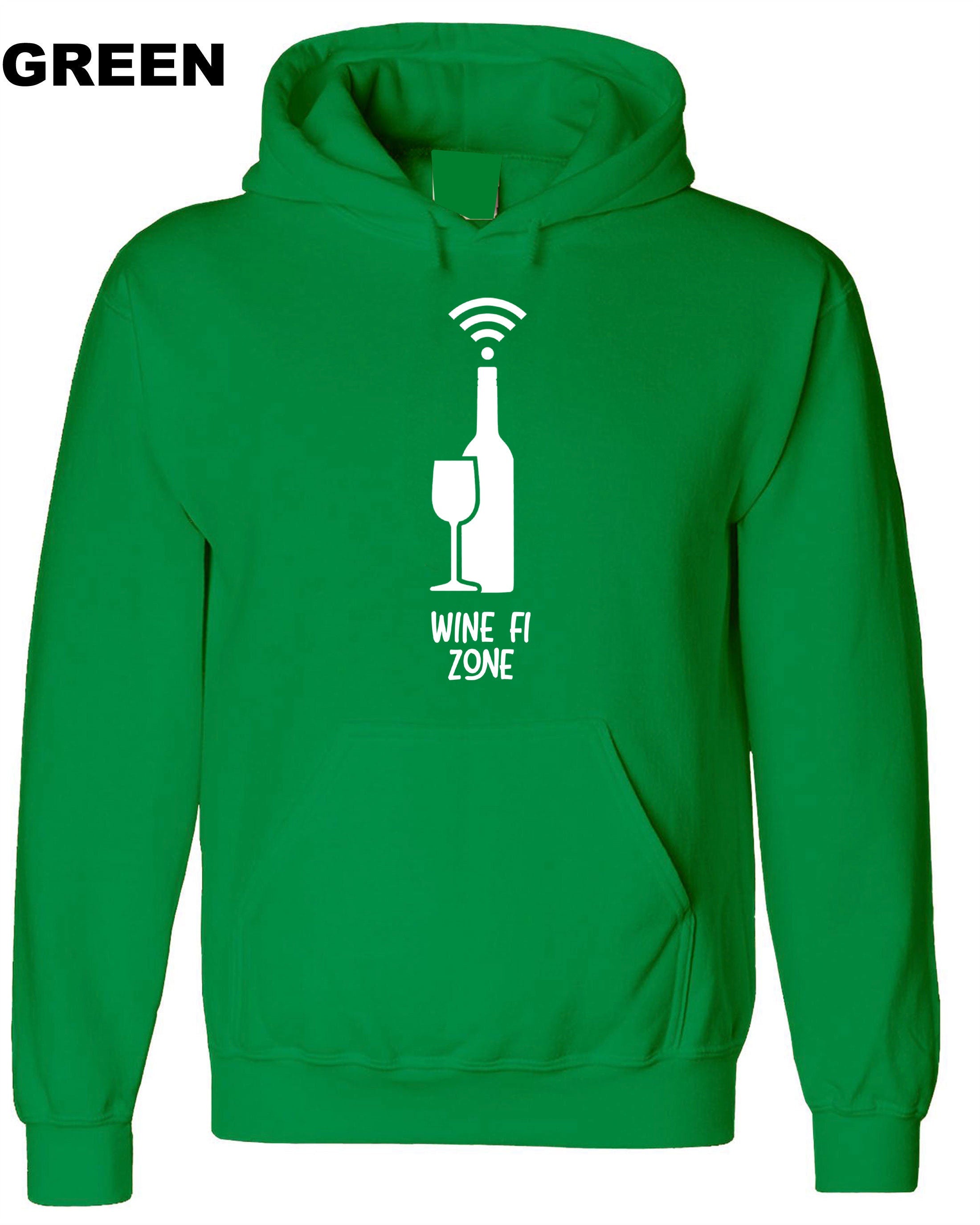 Wine Fi Zone Funny Mens Drunk Hoodie Hoody Hood Hooded Unisex gift for Winw Lovers Birthday Xmas Present Womens Ladies Top Joke