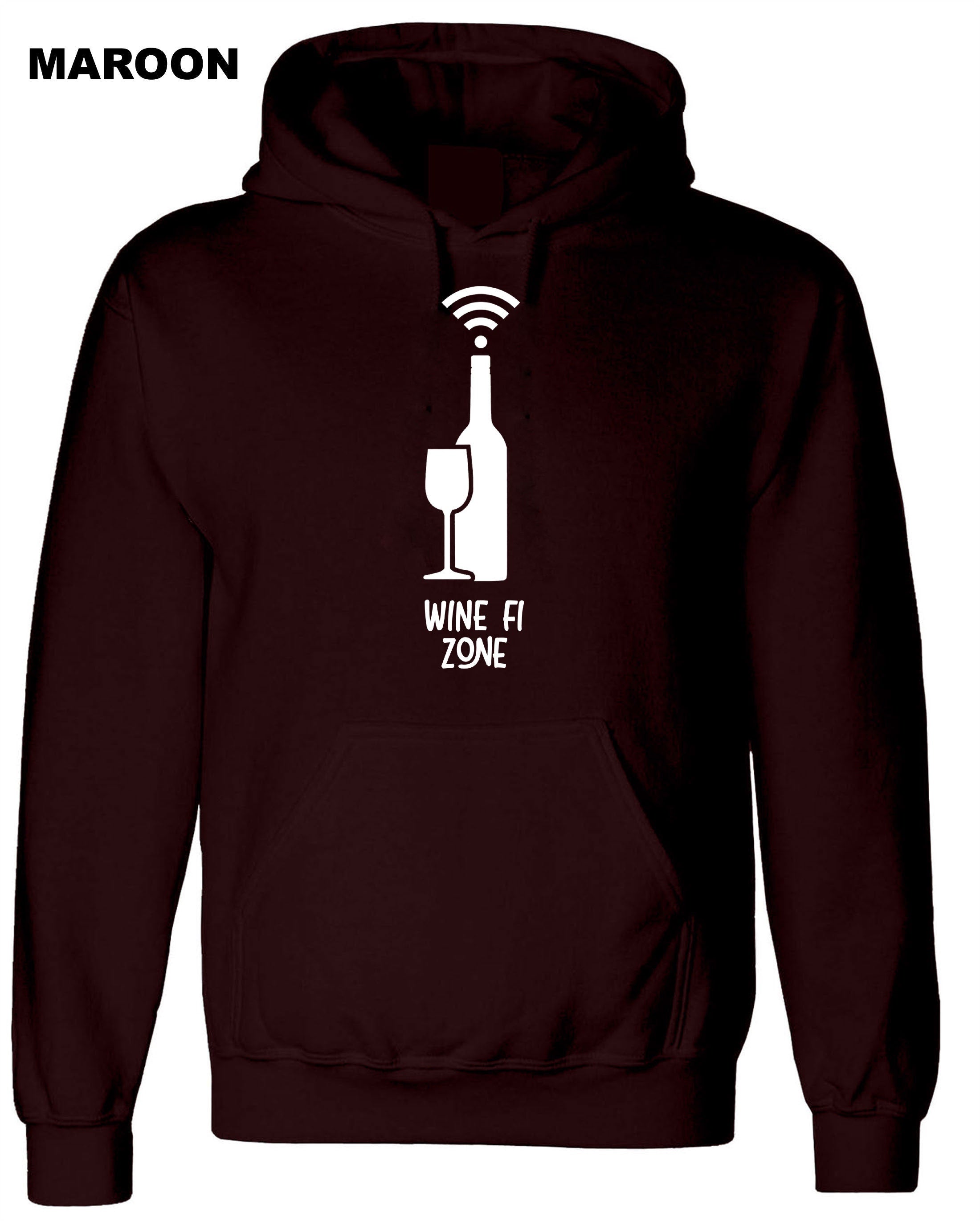 Wine Fi Zone Funny Mens Drunk Hoodie Hoody Hood Hooded Unisex gift for Winw Lovers Birthday Xmas Present Womens Ladies Top Joke