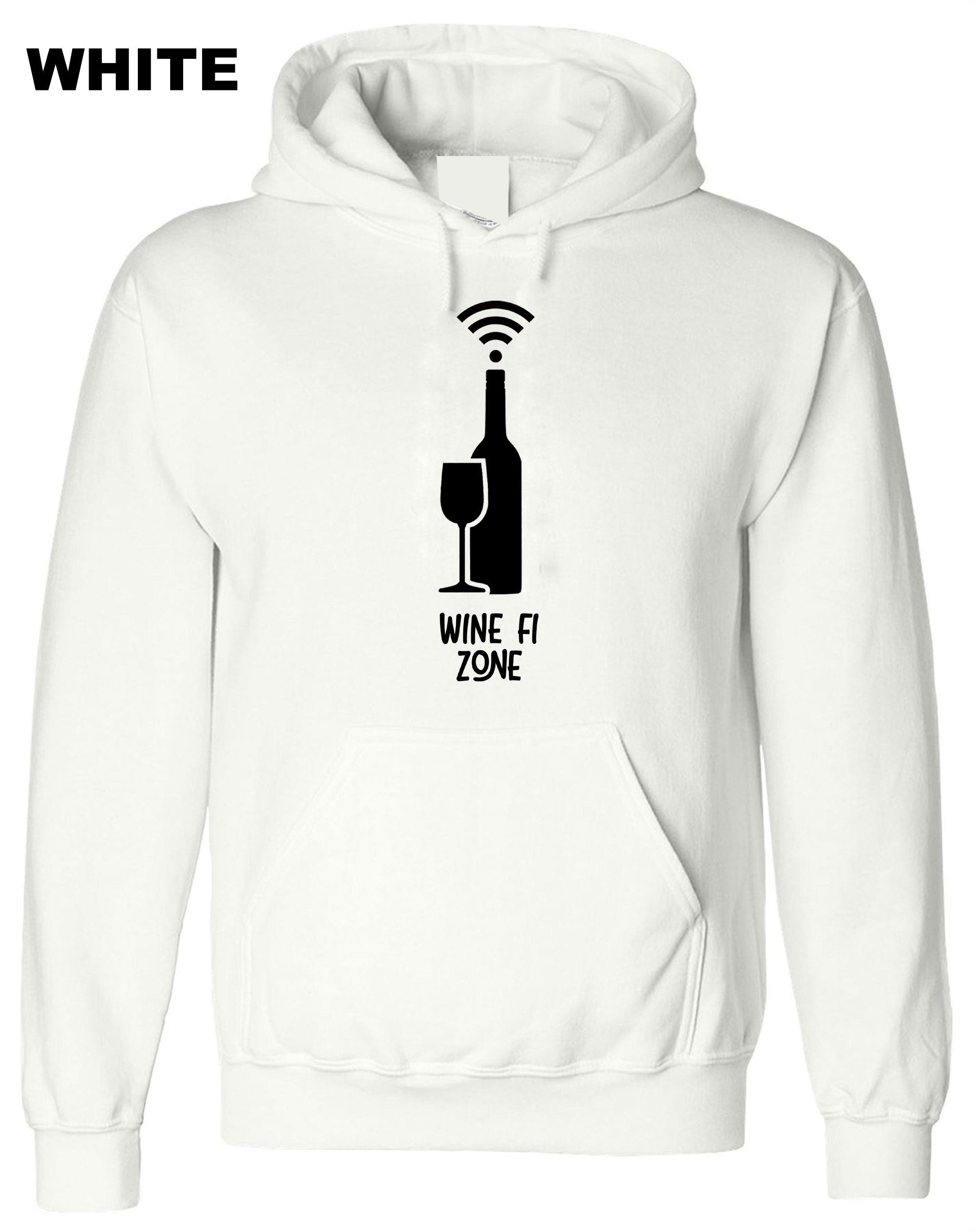 Wine Fi Zone Funny Mens Drunk Hoodie Hoody Hood Hooded Unisex gift for Winw Lovers Birthday Xmas Present Womens Ladies Top Joke