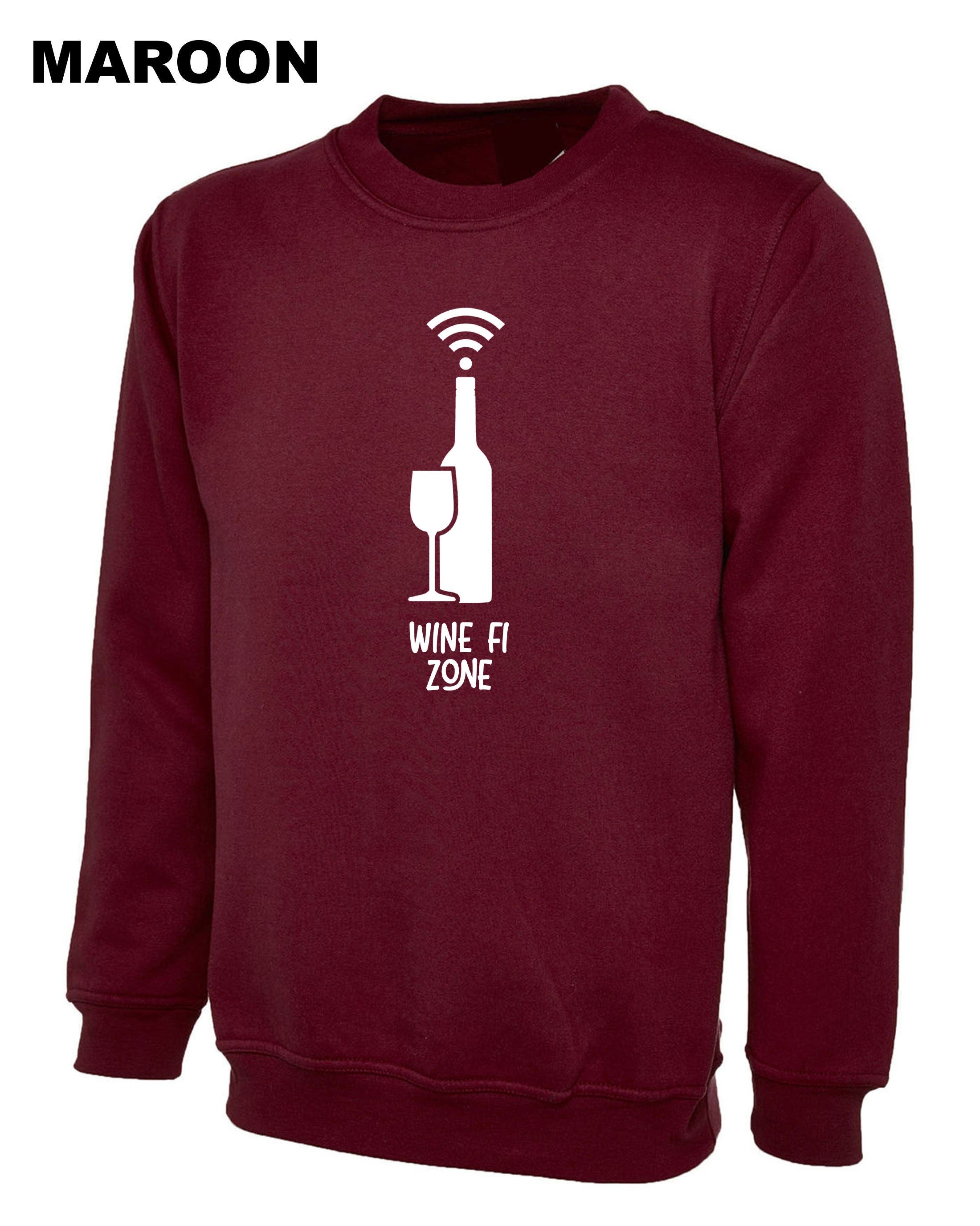 Wine Fi Zone Funny Mens Drunk Sweatshirt Jumper Sweater Shirt Unisex gift for Winw Lovers Birthday Xmas Present Womens Ladies Top Joke