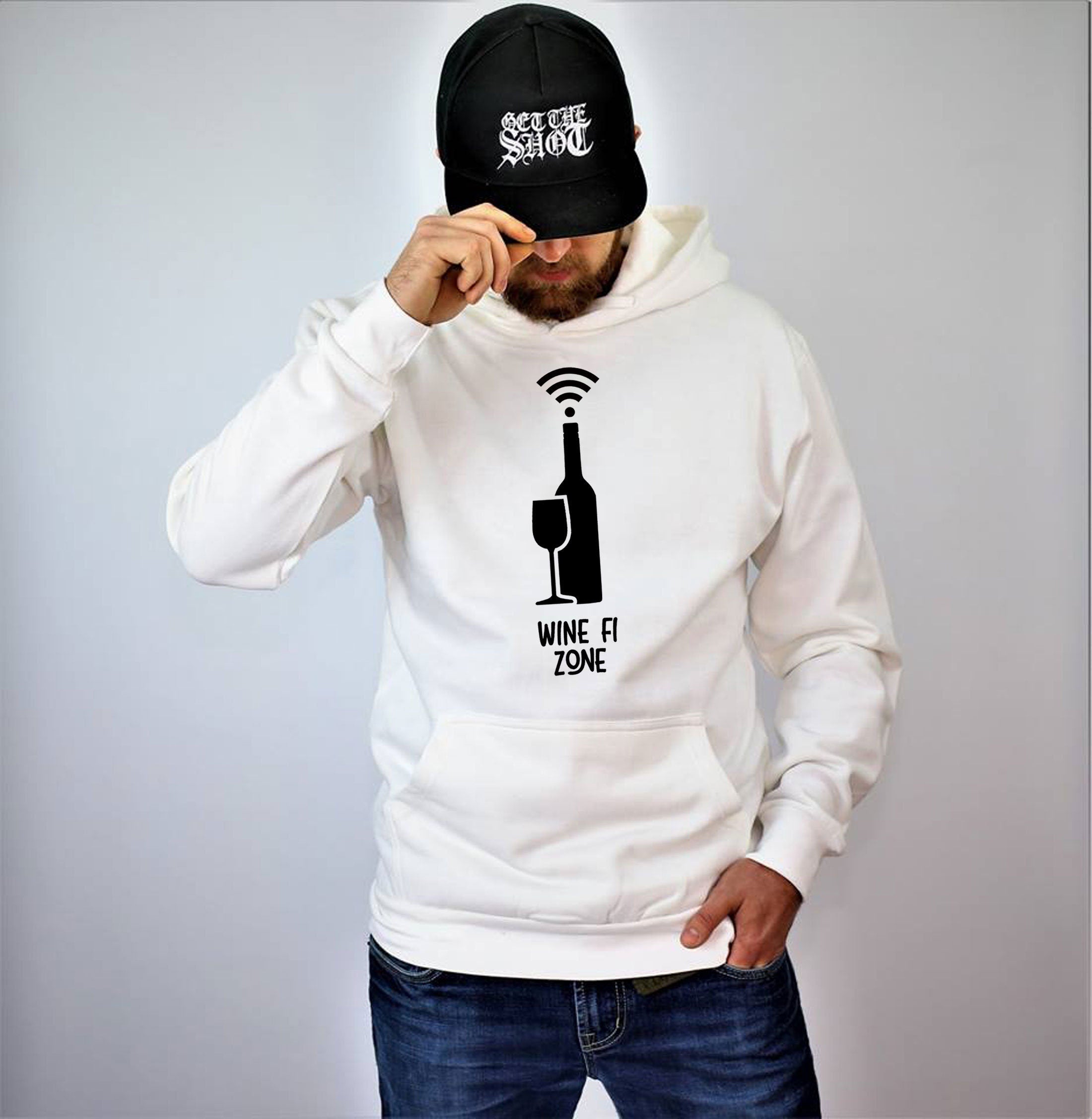 Wine Fi Zone Funny Mens Drunk Hoodie Hoody Hood Hooded Unisex gift for Winw Lovers Birthday Xmas Present Womens Ladies Top Joke