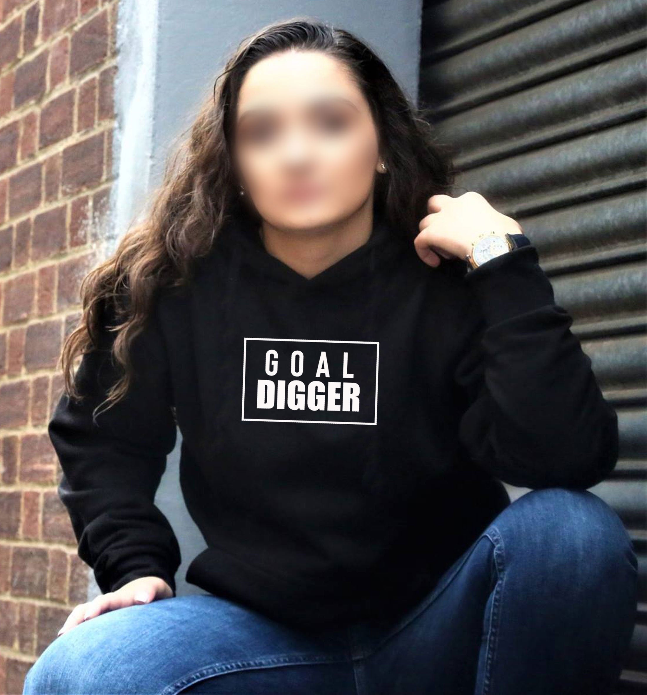 Goal Digger Hoodie Hoody Hood Hooded Ladies Womens Unisex Mens Aim Motivational Inspirational Top Birthday Xmas Present Funny