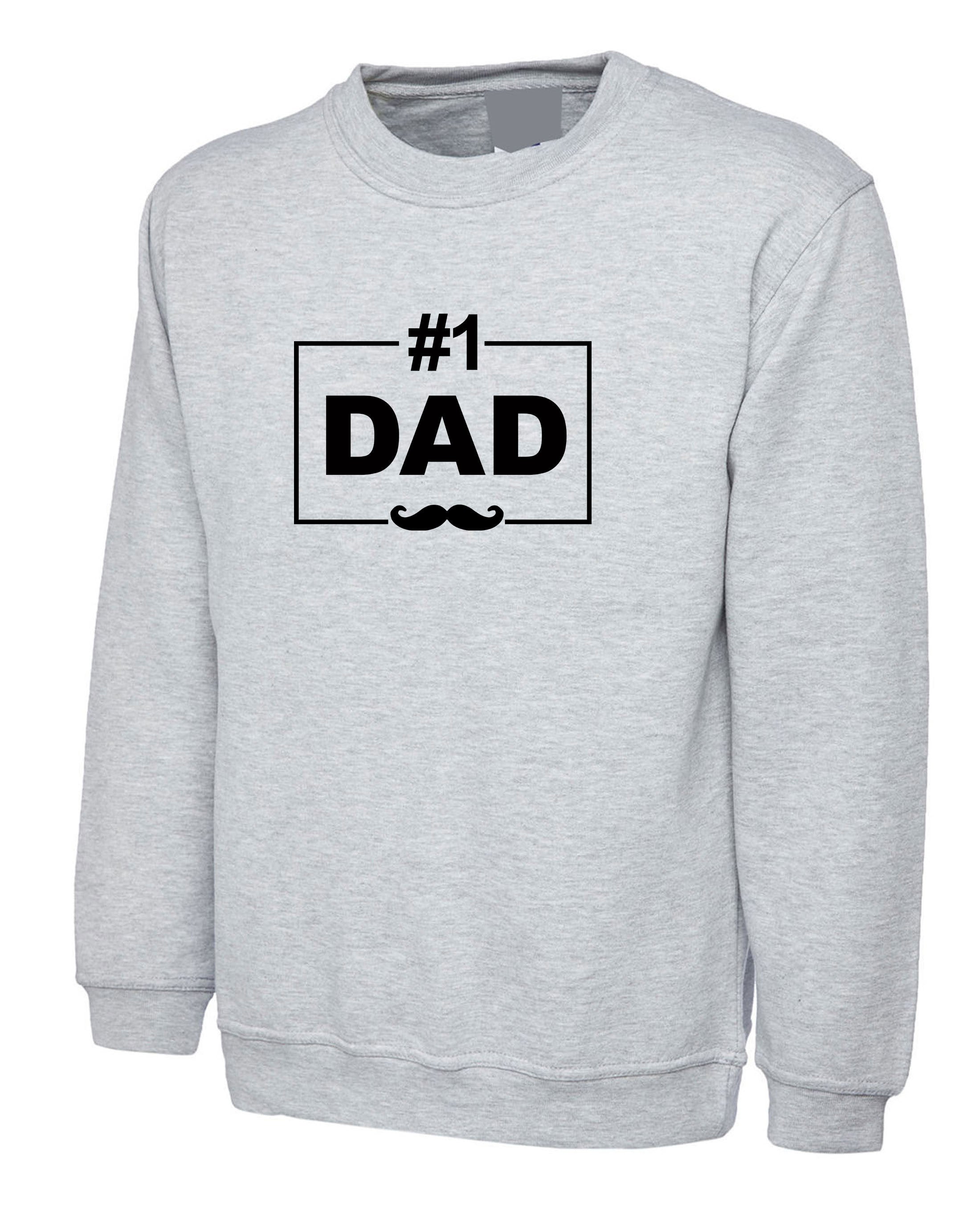 Happy Father's Day No. 1 DAD Sweatshirt Jumper Sweater Shirt funny dad daddy Papa Birthday Present gift Mens Fathers day Grandfather Xmas