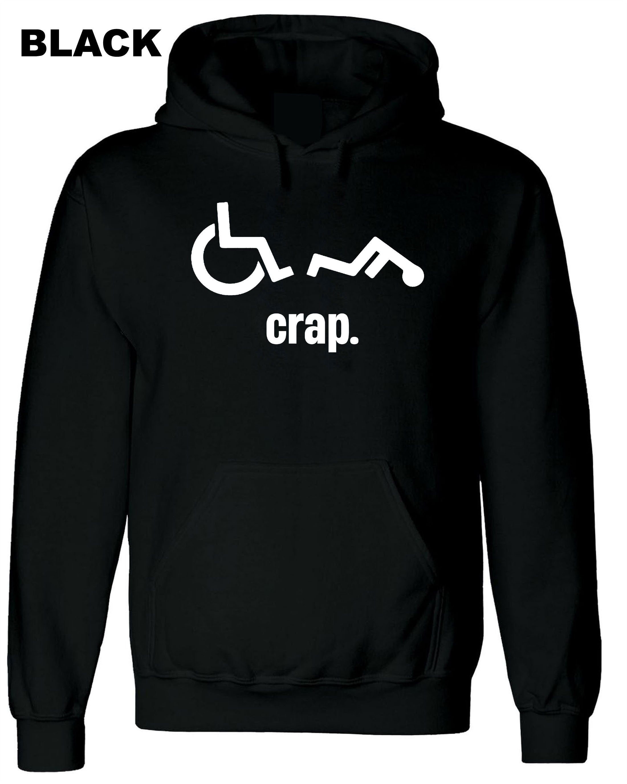 Oh Crap Wheelchair Fall Man Mens Men Funny Unisex Hoodie Hoody Hood Hooded Birthday Present Gift Prank Humor Rude Xmas Gift