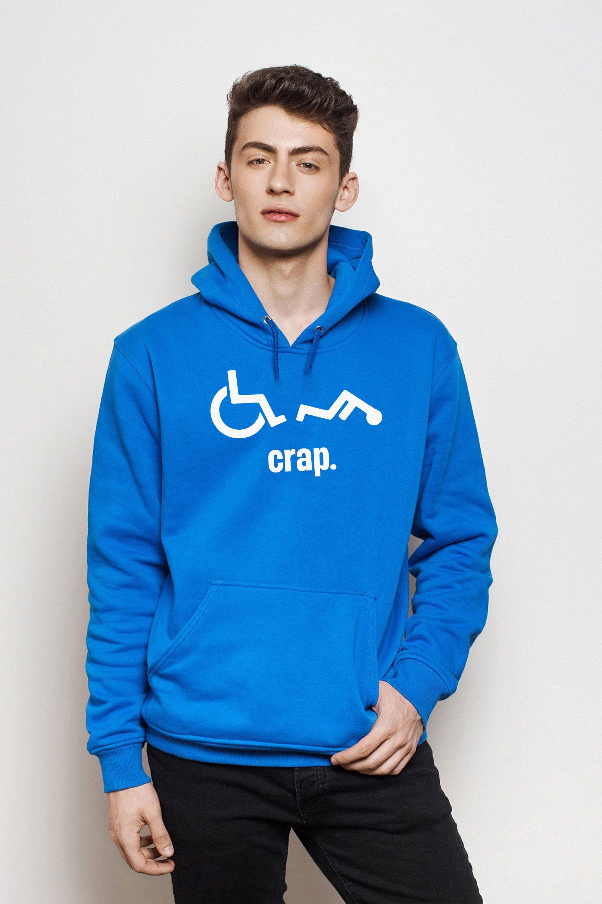 Oh Crap Wheelchair Fall Man Mens Men Funny Unisex Hoodie Hoody Hood Hooded Birthday Present Gift Prank Humor Rude Xmas Gift