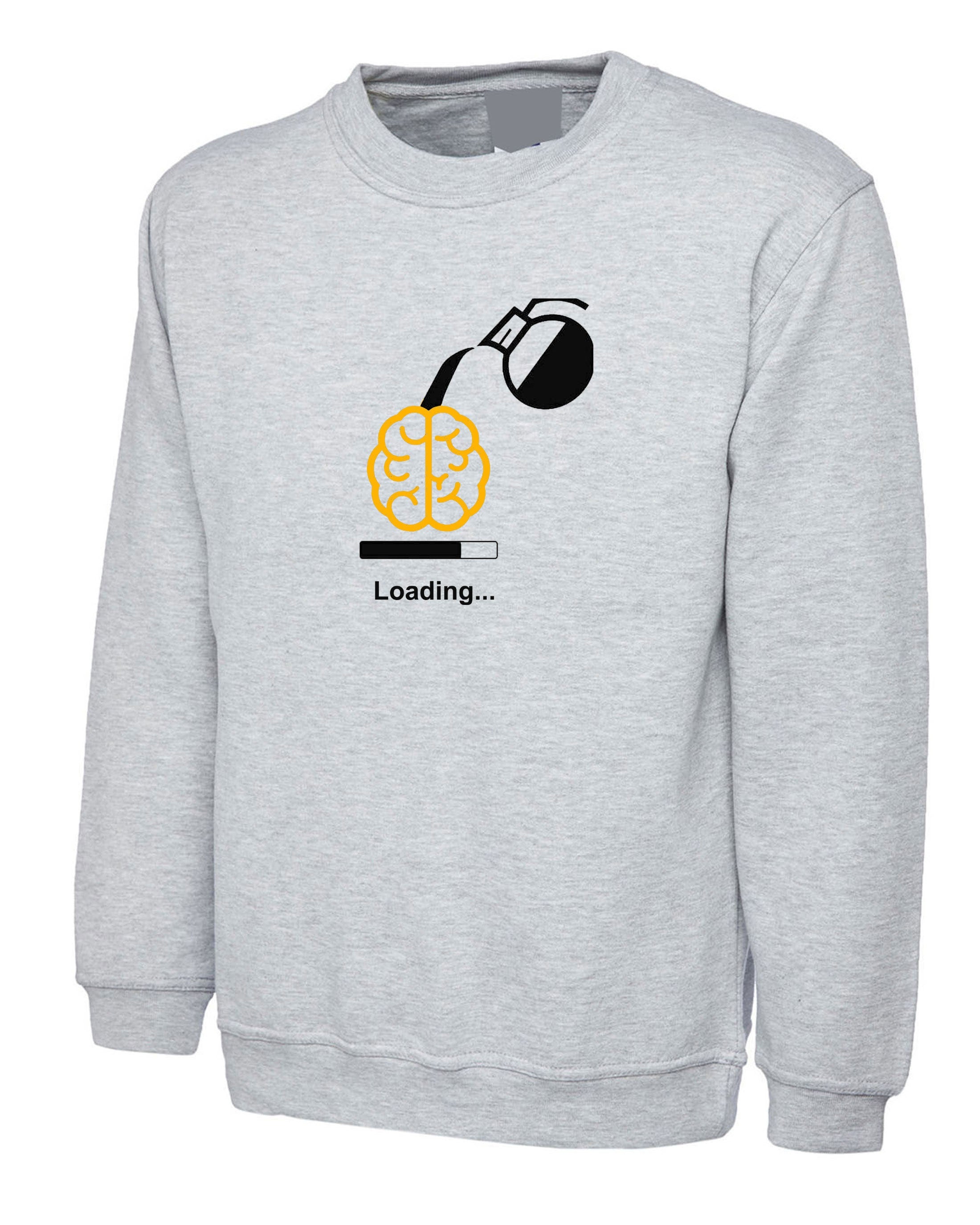 Mens Funny Brain loading Sweatshirt Jumper Sweater Shirt Coffee Tea Lover Black Coffee Joke Womens Ladies Top Gift Birthday Xmas