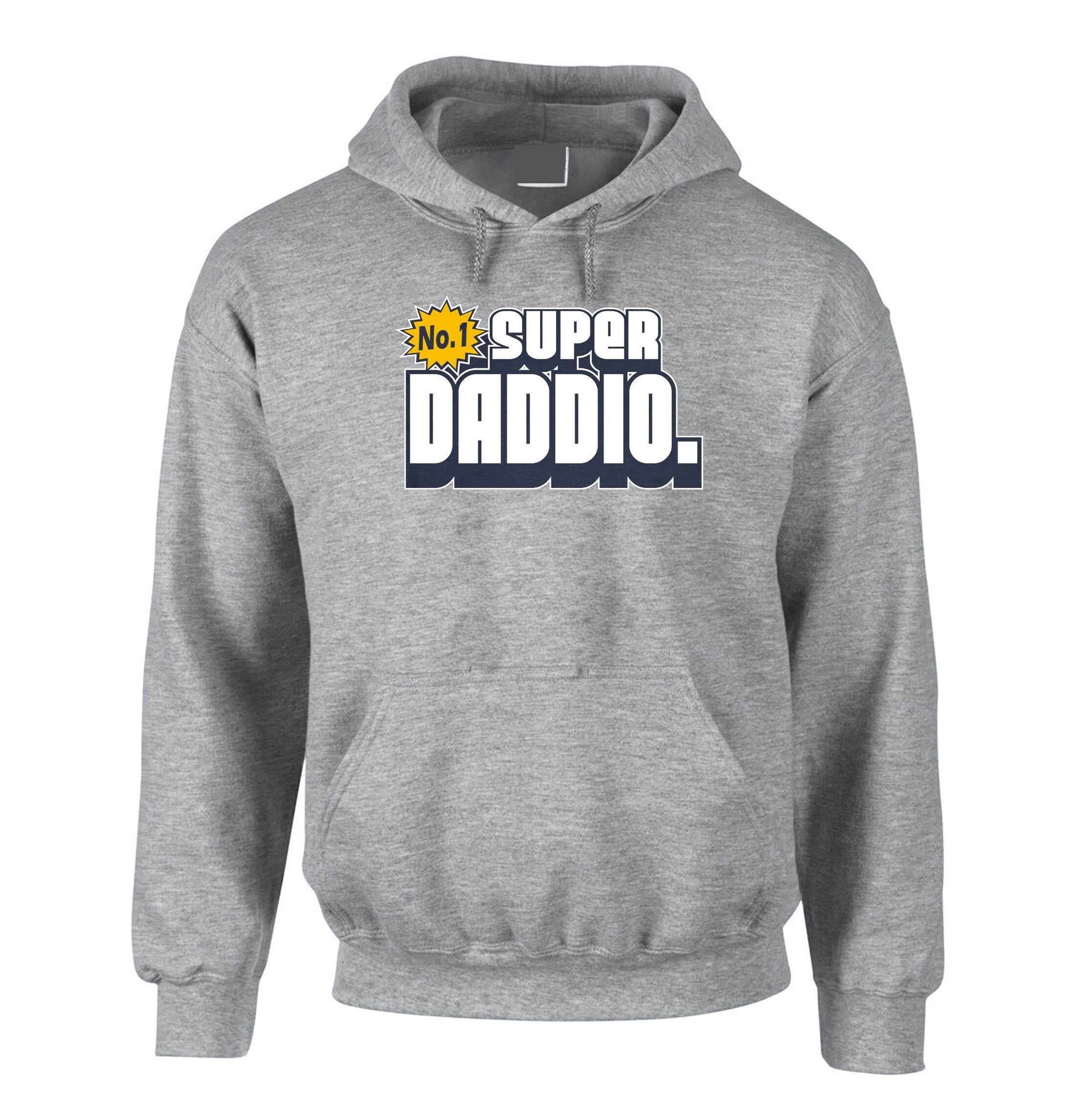 Father's Day SUPER DADDIO Hoodie Hoody Hood Hooded funny dad daddy Papa Birthday Present gift Mens Fathers day Grandfather