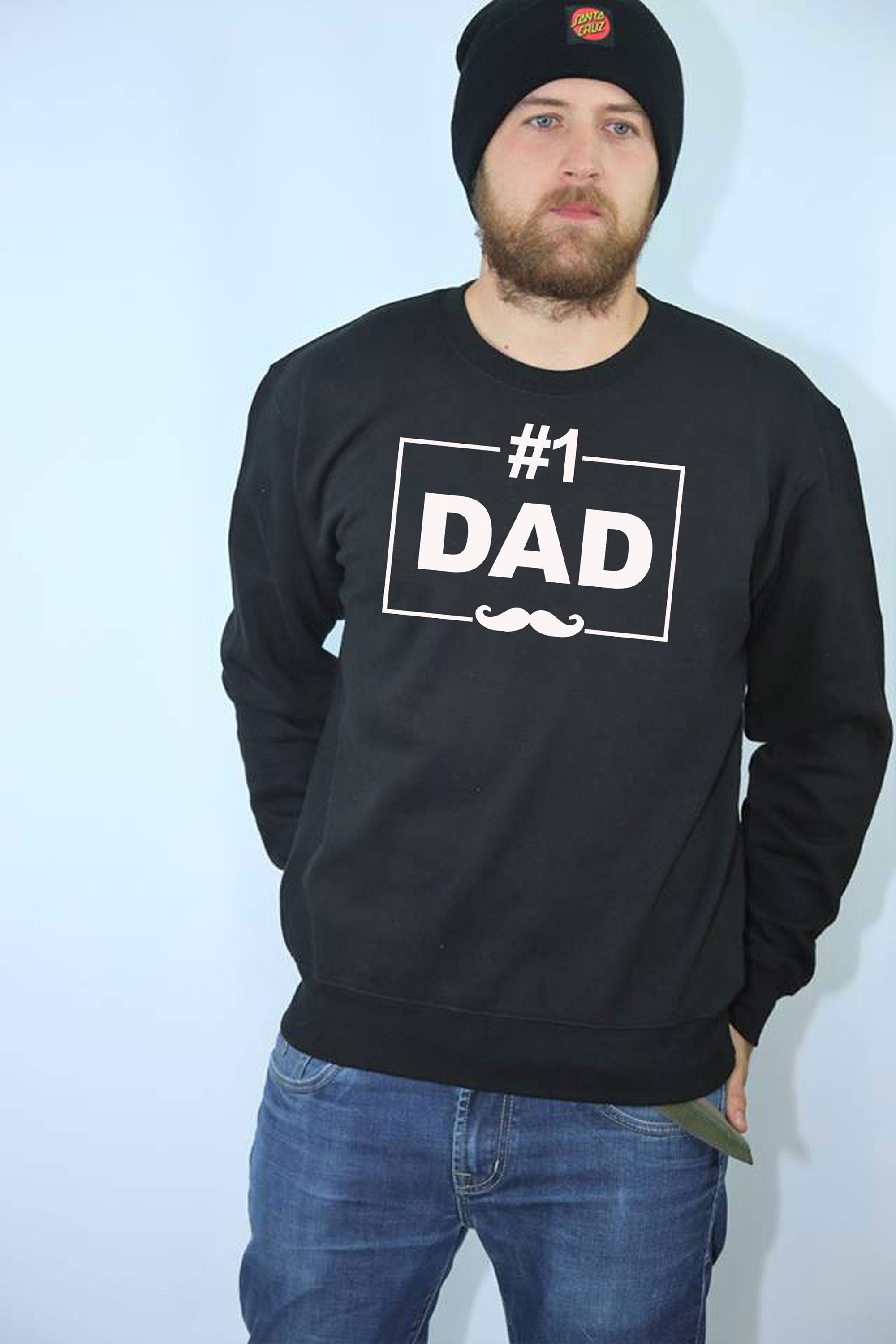 Happy Father's Day No. 1 DAD Sweatshirt Jumper Sweater Shirt funny dad daddy Papa Birthday Present gift Mens Fathers day Grandfather Xmas