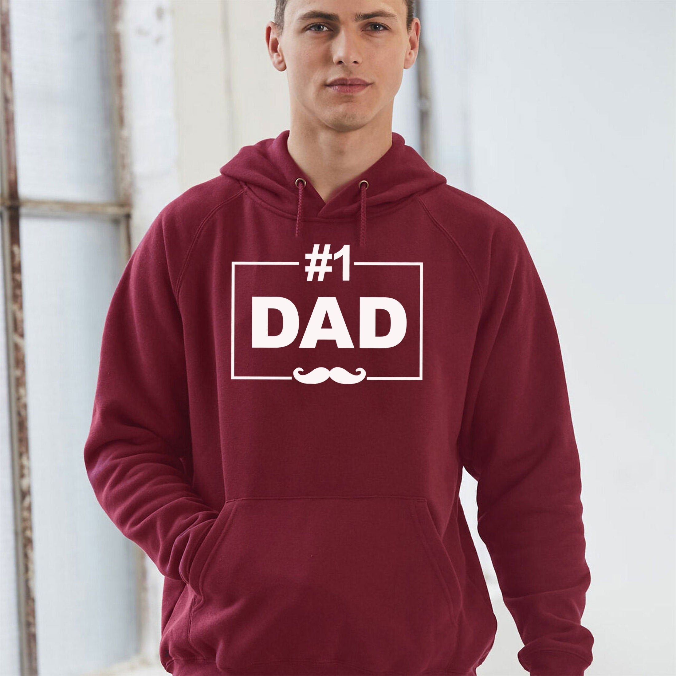 Happy Father's Day No. 1 DAD Hoodie Hoody Hood Hooded funny dad daddy Papa Birthday Present gift Mens Fathers day Grandfather Xmas