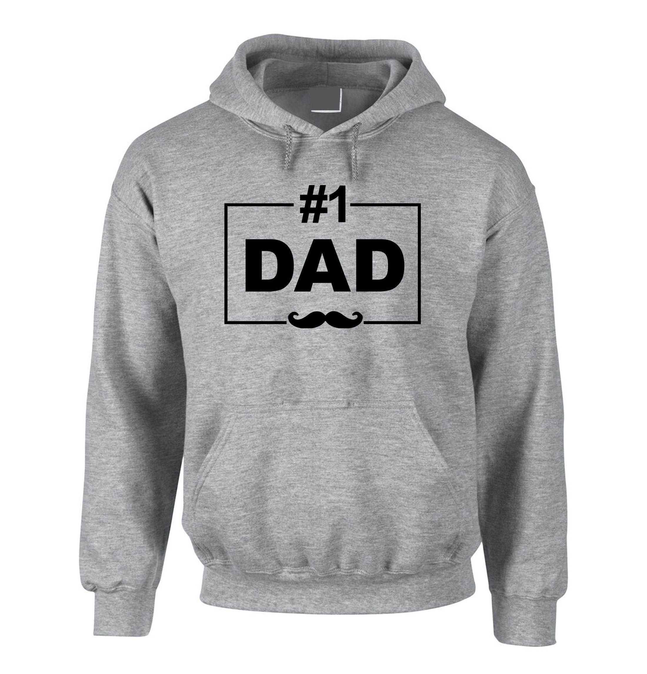 Happy Father's Day No. 1 DAD Hoodie Hoody Hood Hooded funny dad daddy Papa Birthday Present gift Mens Fathers day Grandfather Xmas