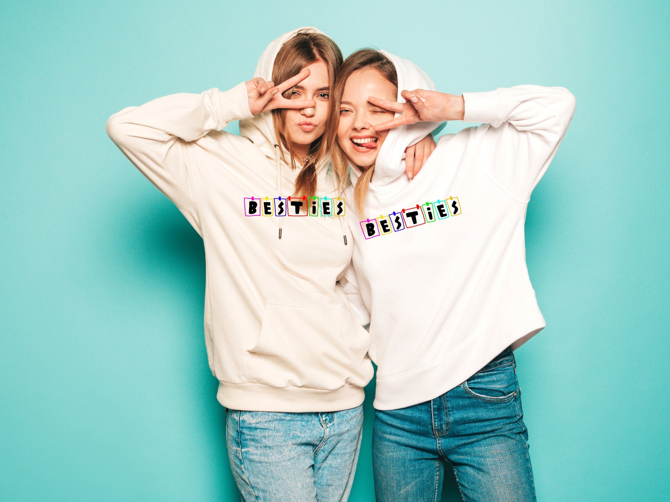 Friendship Day Hoodies Besties Hoodie Hoody Hood Hooded Unisex BFF Best Friends forever Couple Matching Top Cute Gift Birthday Gift