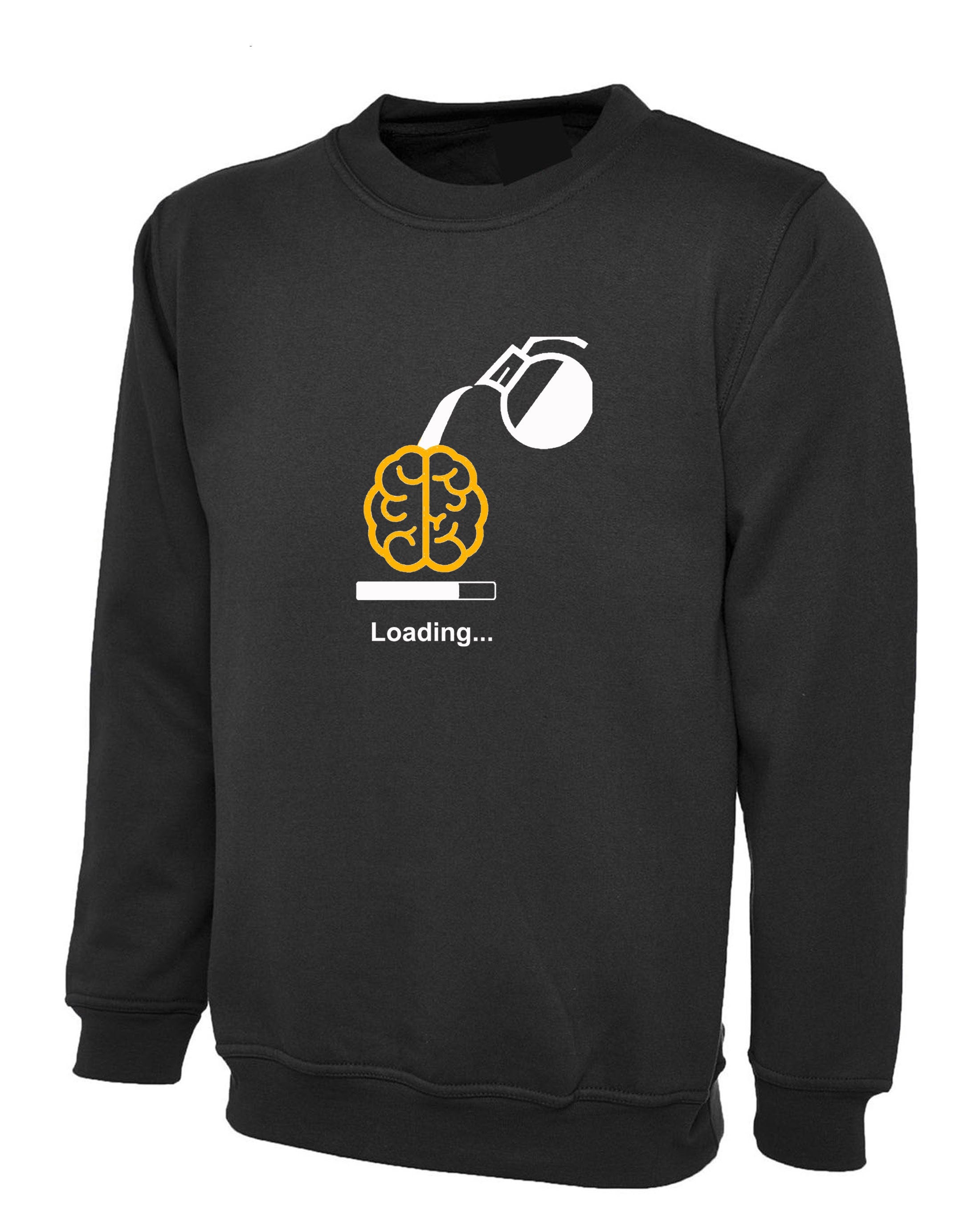 Mens Funny Brain loading Sweatshirt Jumper Sweater Shirt Coffee Tea Lover Black Coffee Joke Womens Ladies Top Gift Birthday Xmas